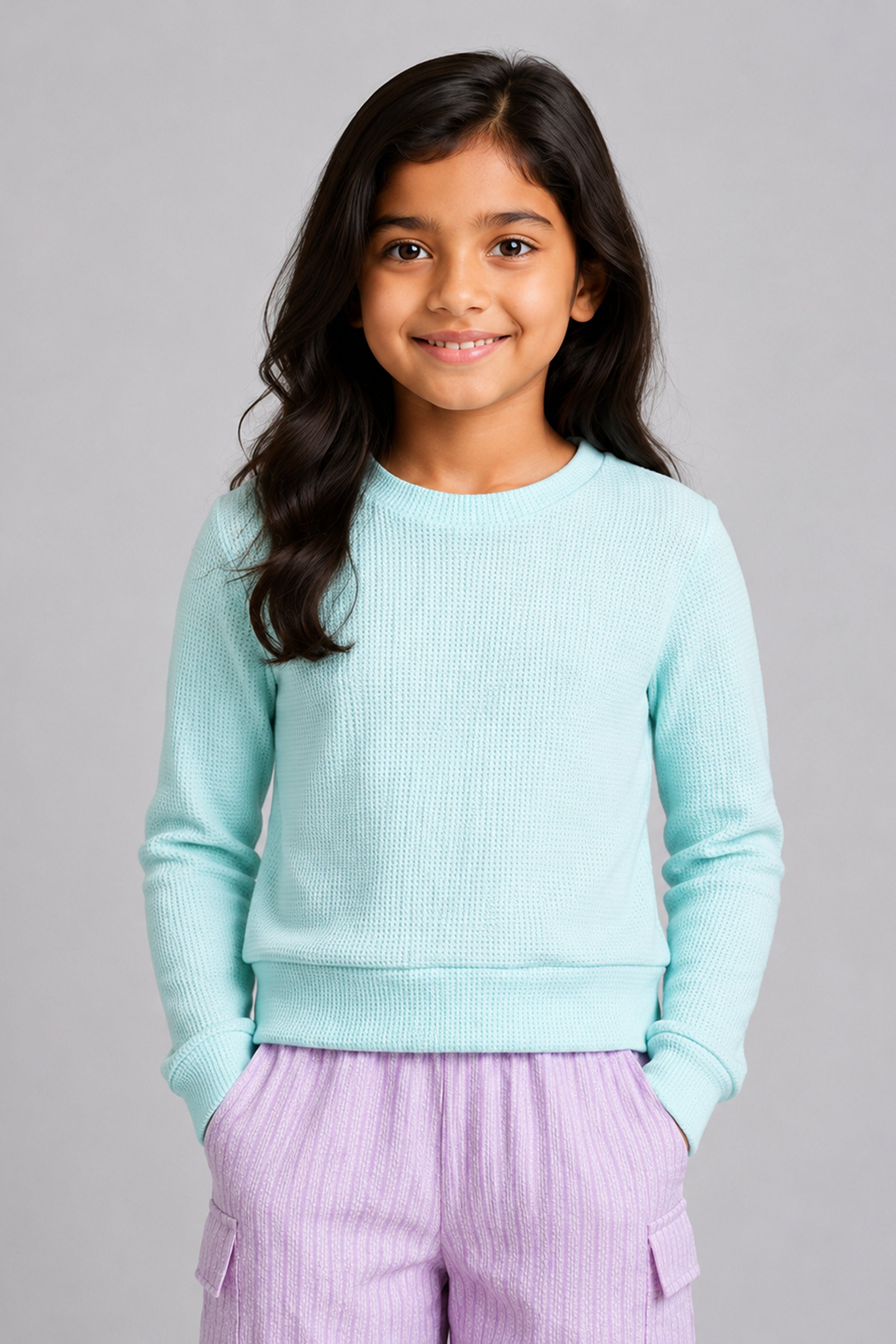 LITTLE MODANO Kids' Light Green Long-Sleeve Tee