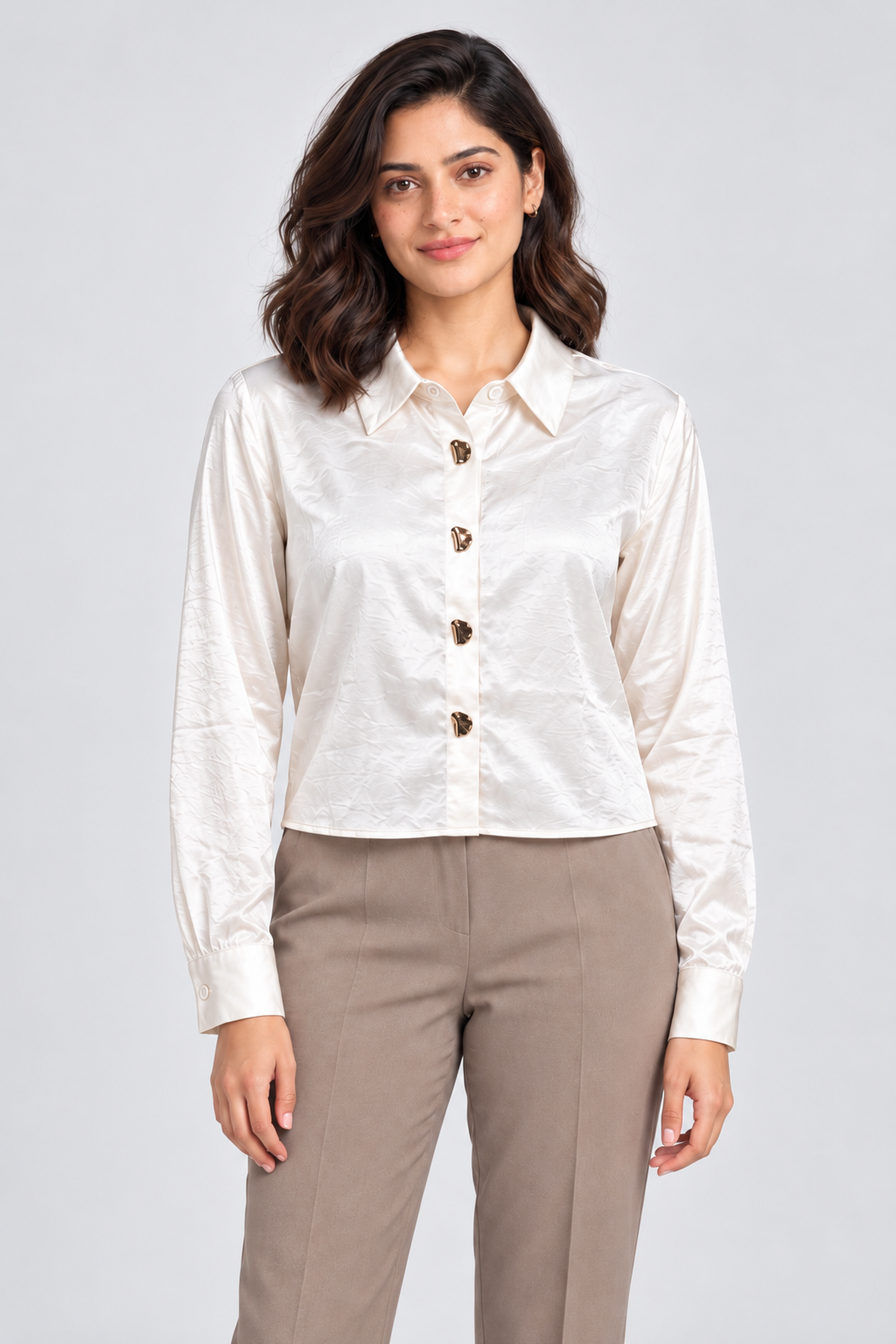 FOREVER 21 Women's Formal Regular Blouse - Cream