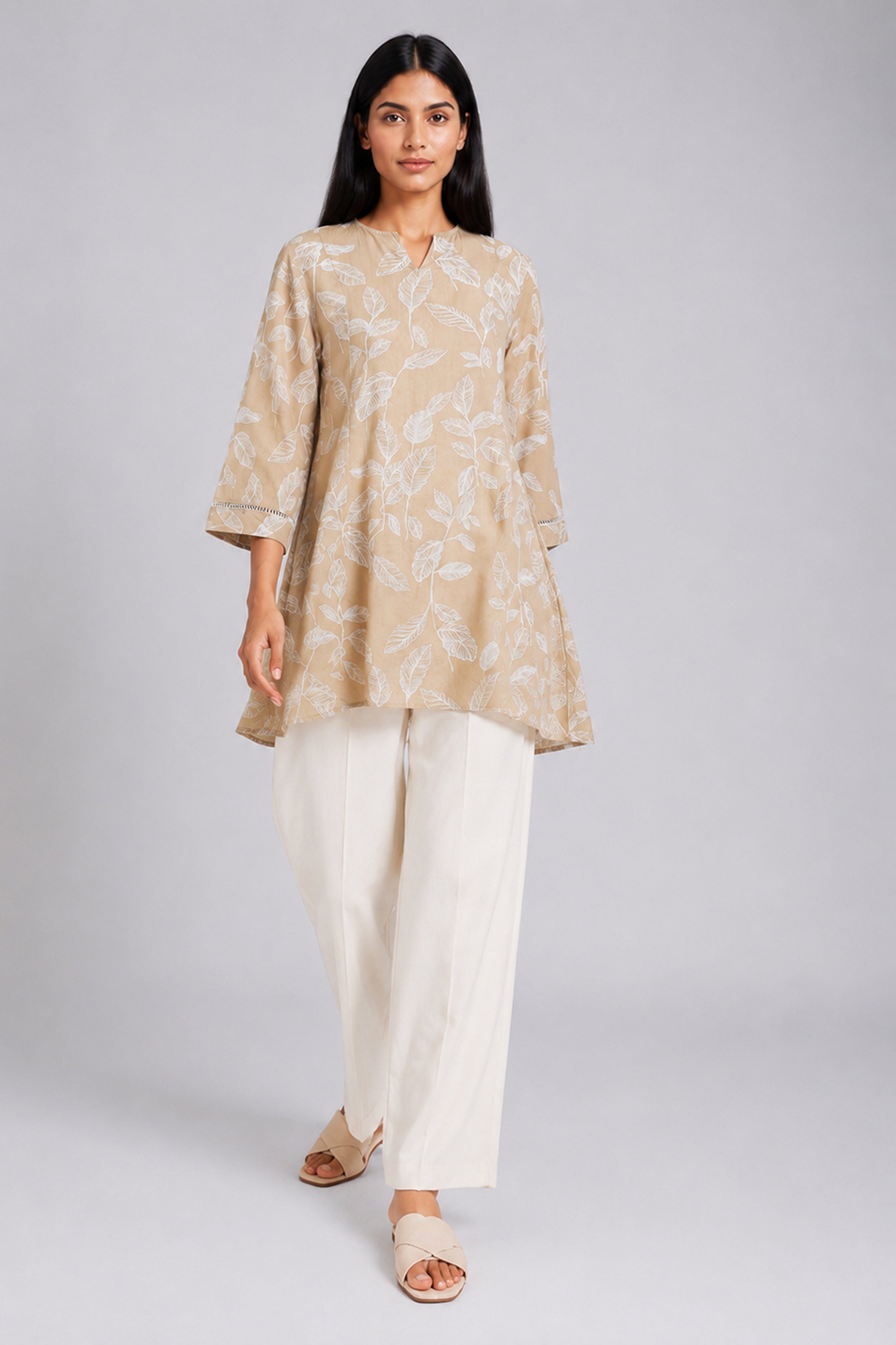 HADA Women's Casual Printed Kurta - Brown