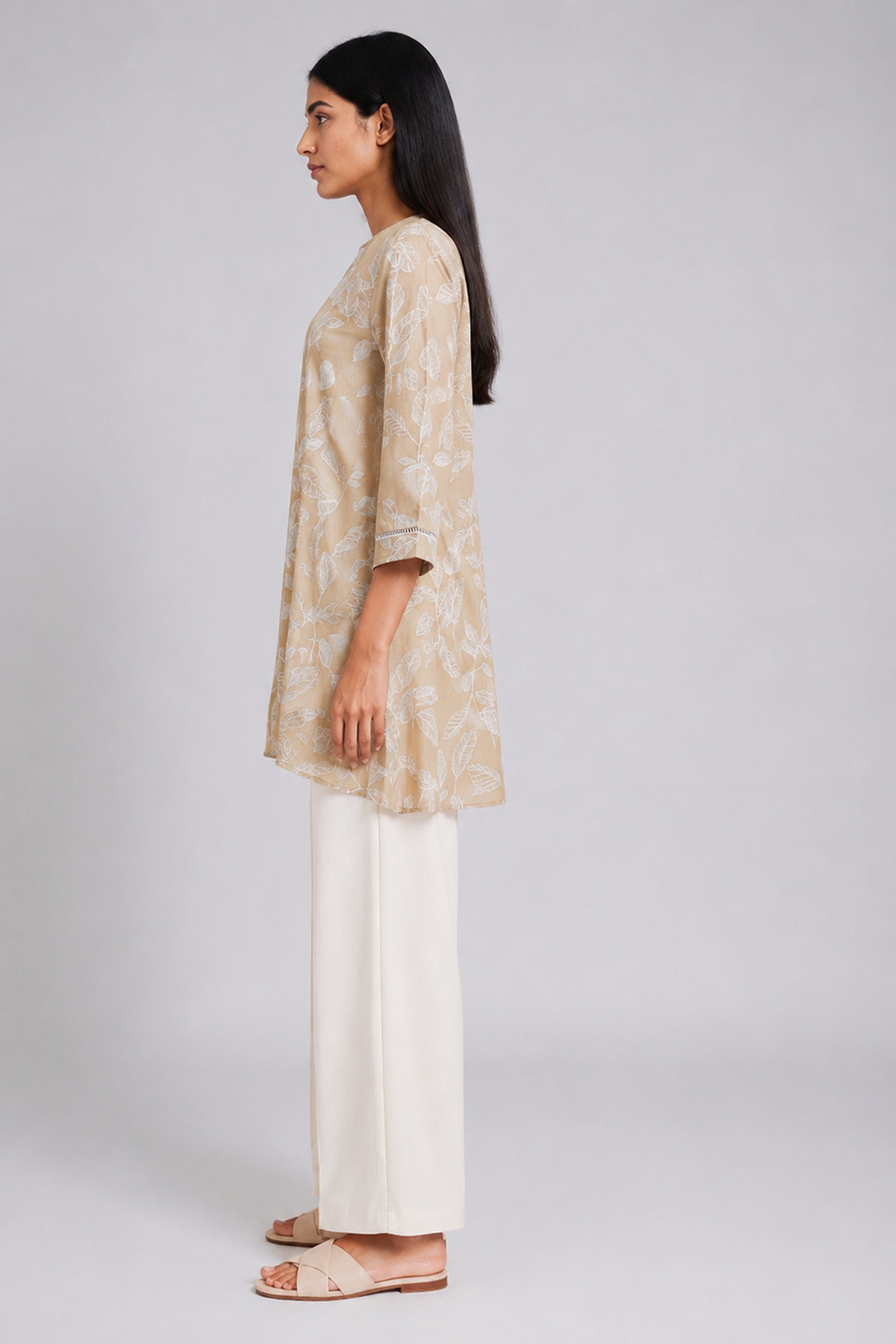 HADA Women's Casual Printed Kurta - Brown