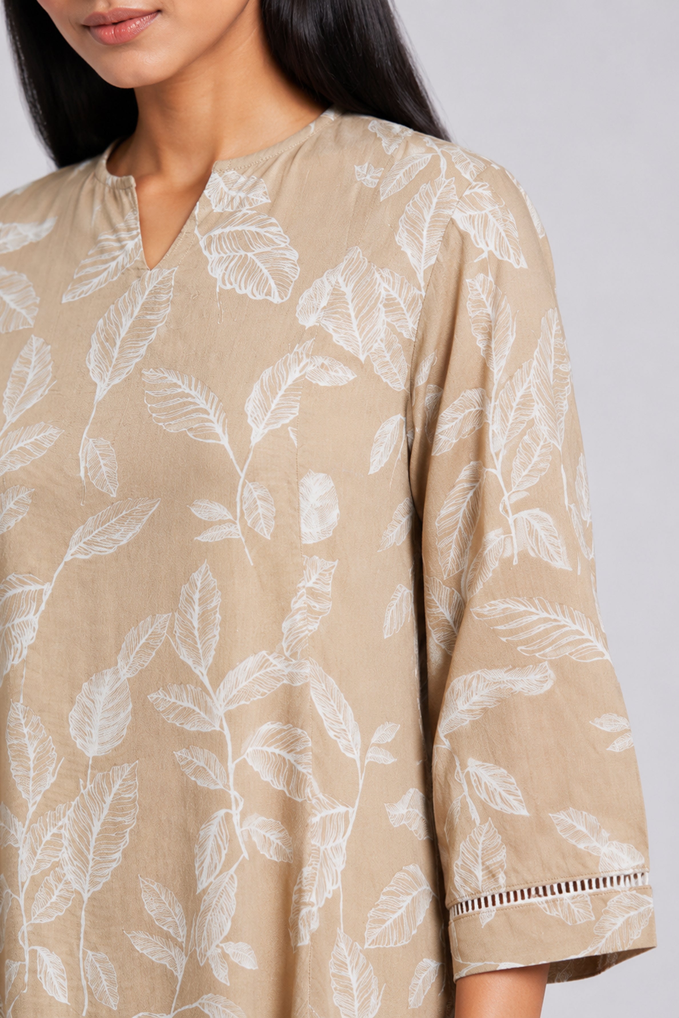 HADA Women's Casual Printed Kurta - Brown