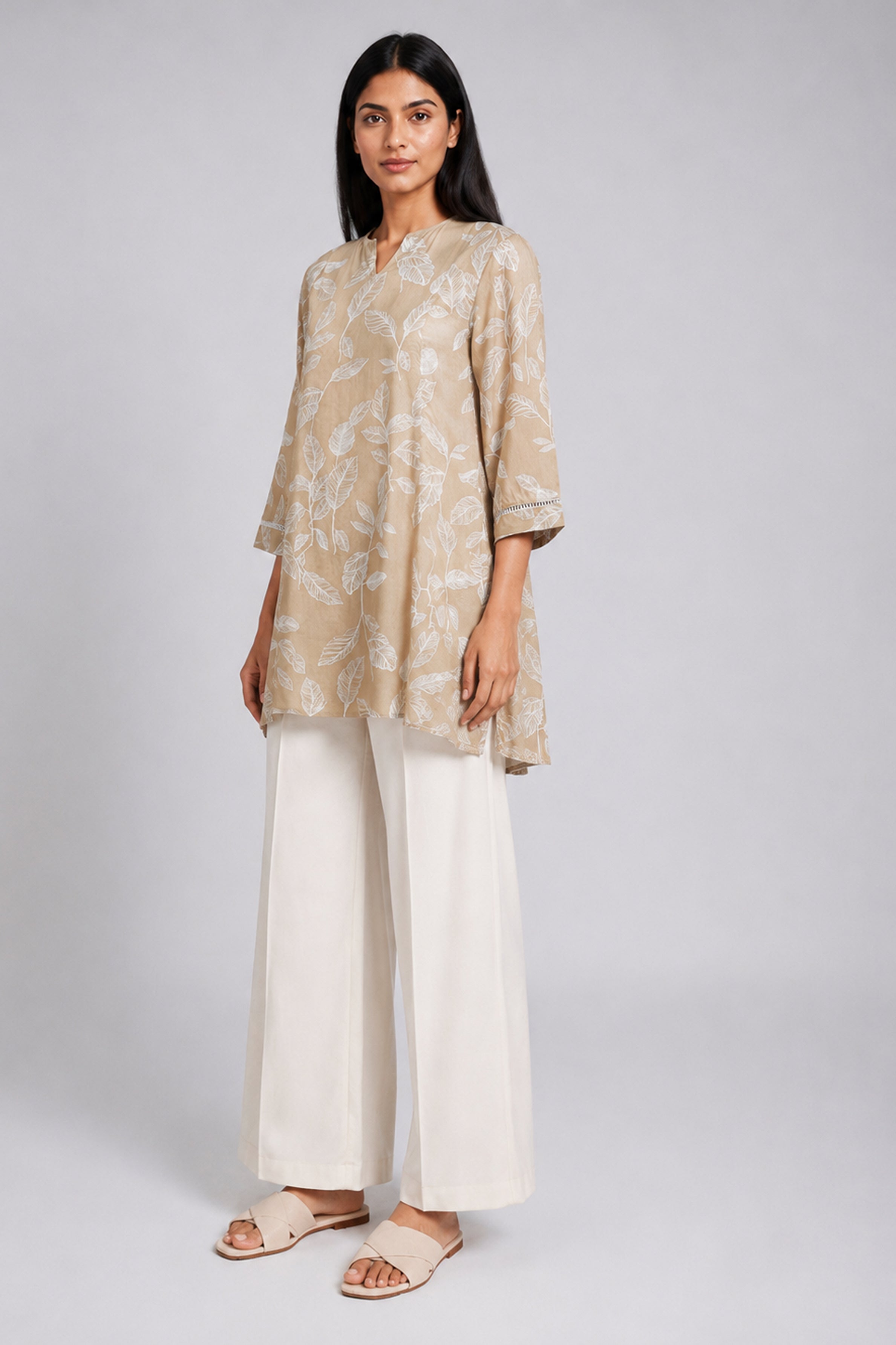 HADA Women's Casual Printed Kurta - Brown