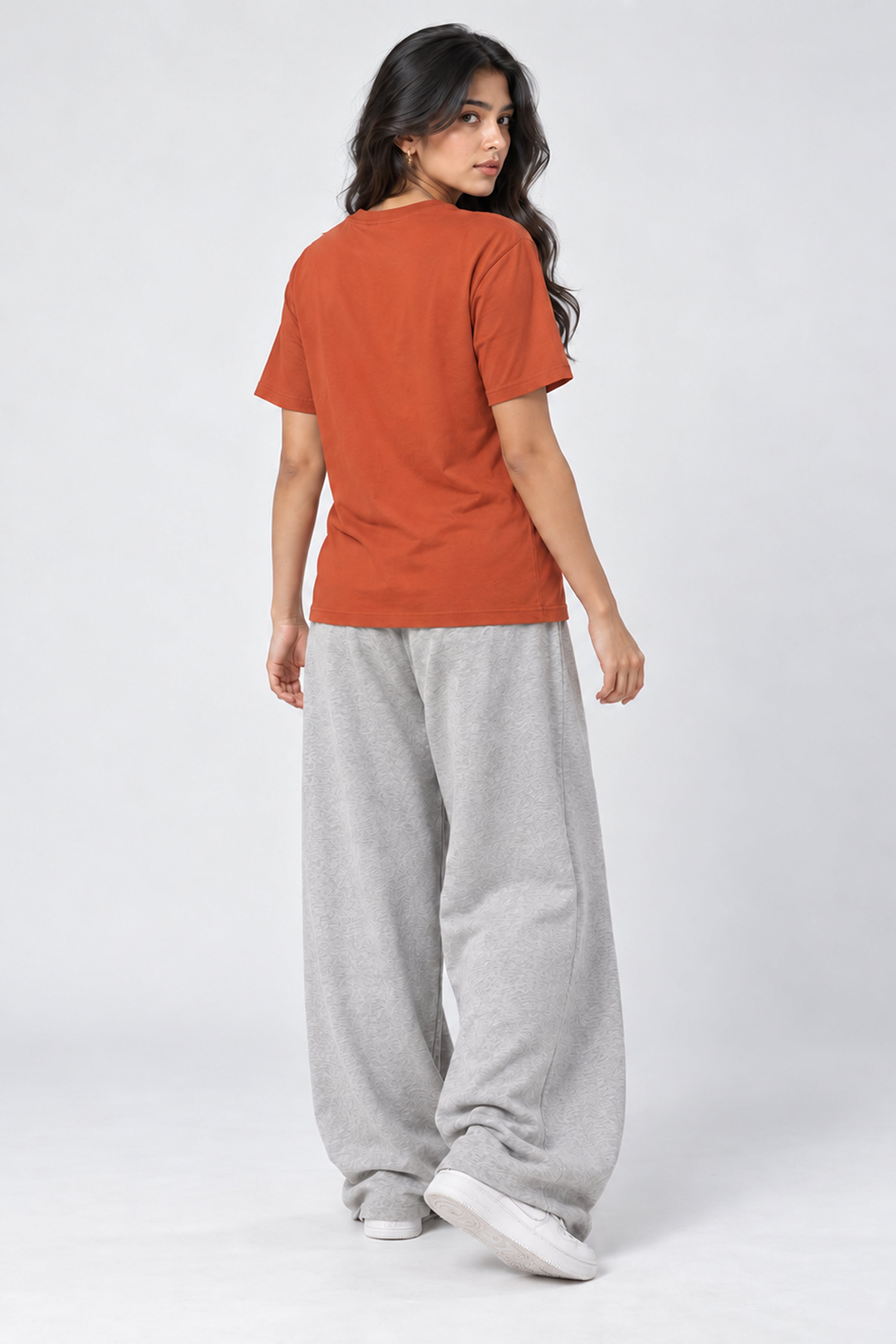 LOLI Women's Crew Neck Regular Tees - Orange
