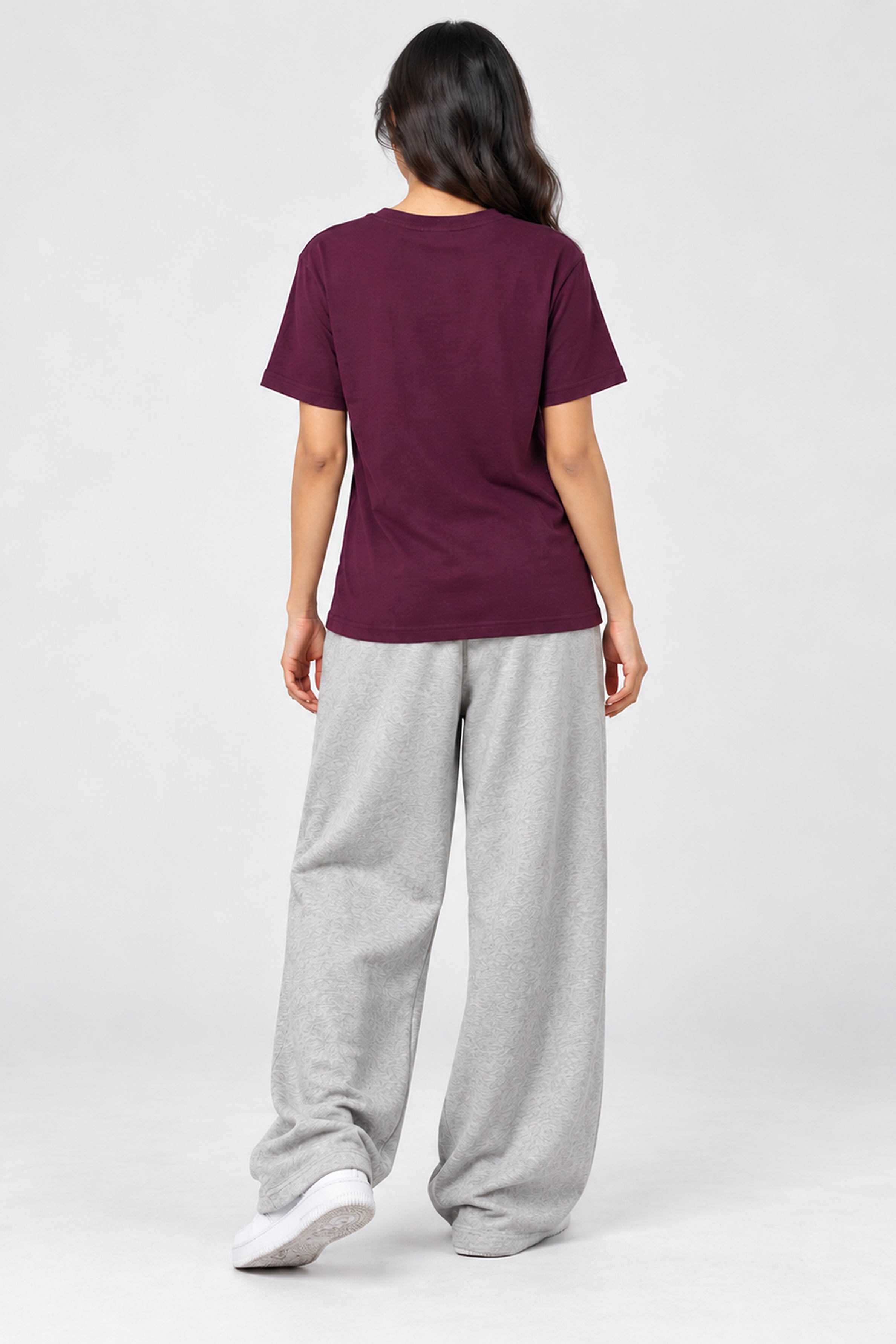 LOLI Women's Crew Neck Regular Tees - Maroon
