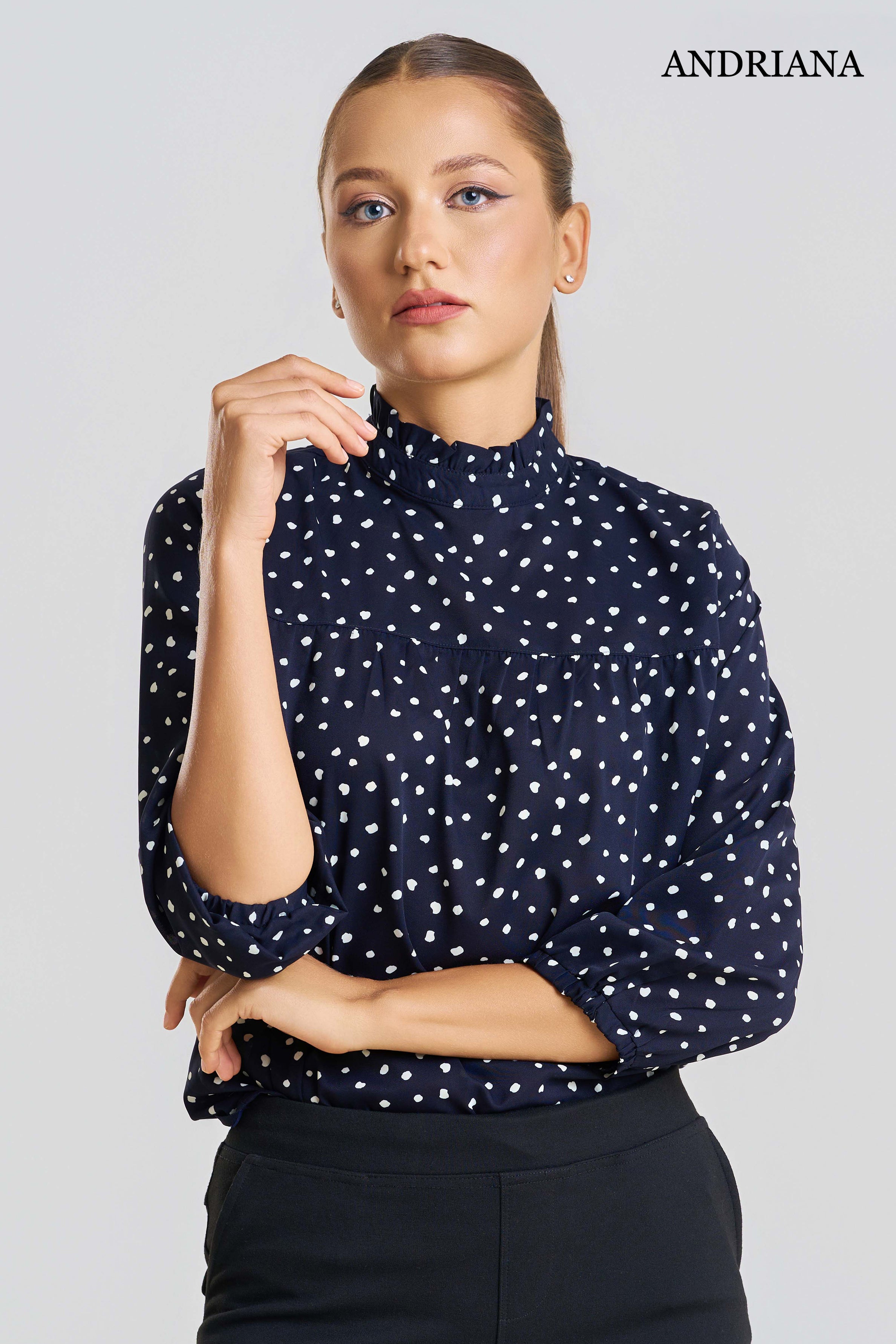 ANDRIANA Women's Printed Formal Blouse