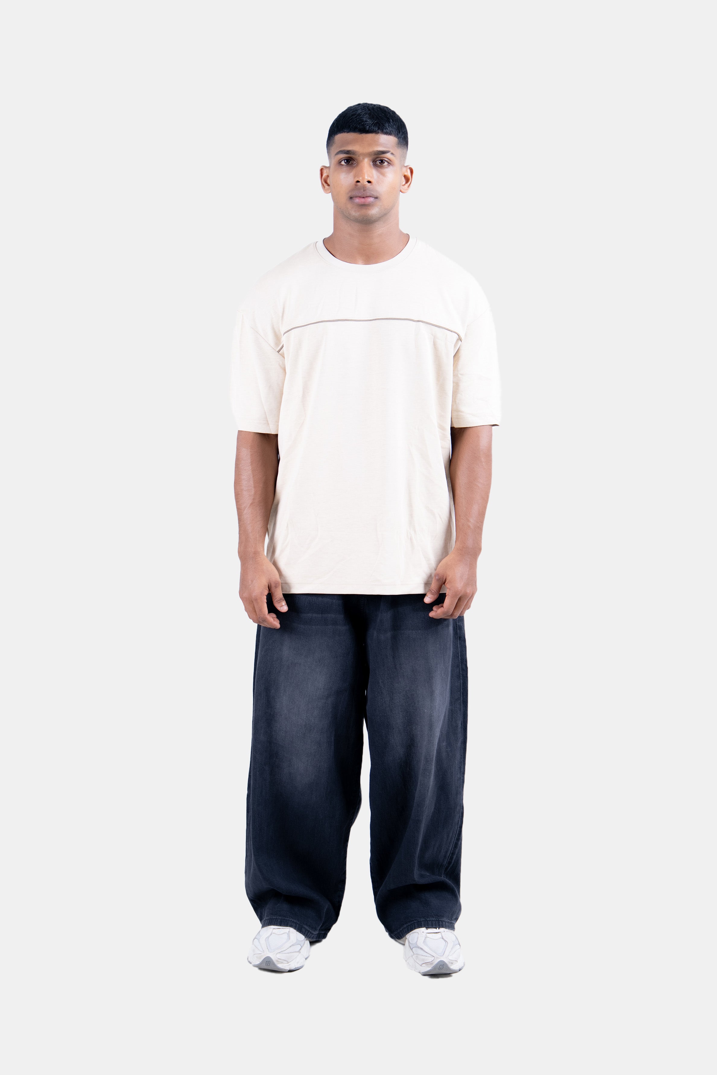 Hustle Men's Crew Neck T-Shirt - Khaki, White & Dark Green
