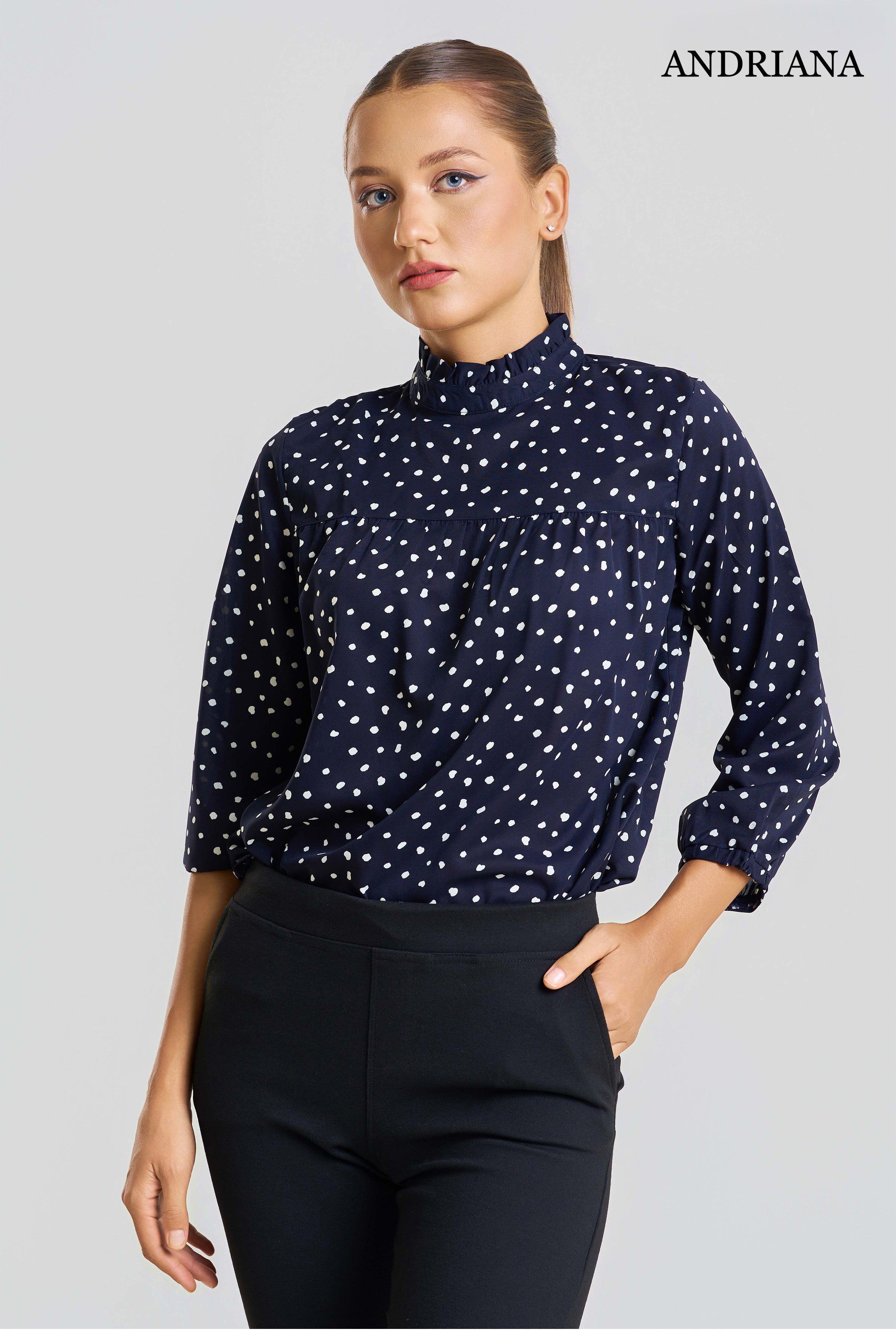 ANdriana Women's Polka Dots Blouse - Formal Wear
