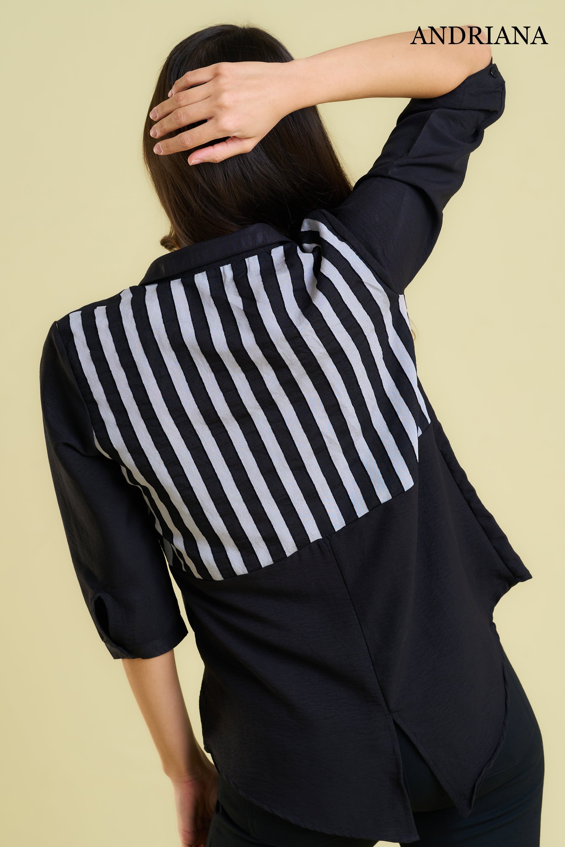 ANDRIANA Women's Back-Stripe Formal Blouse