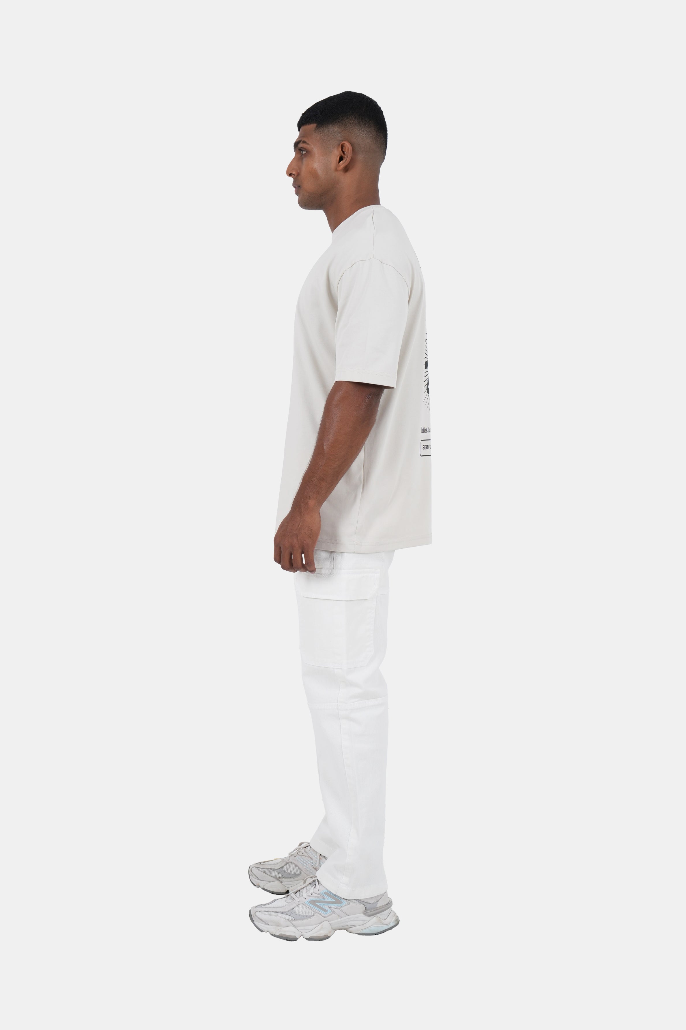 Hustle Men's Printed Crew Neck T-Shirt - Neutral Tones
