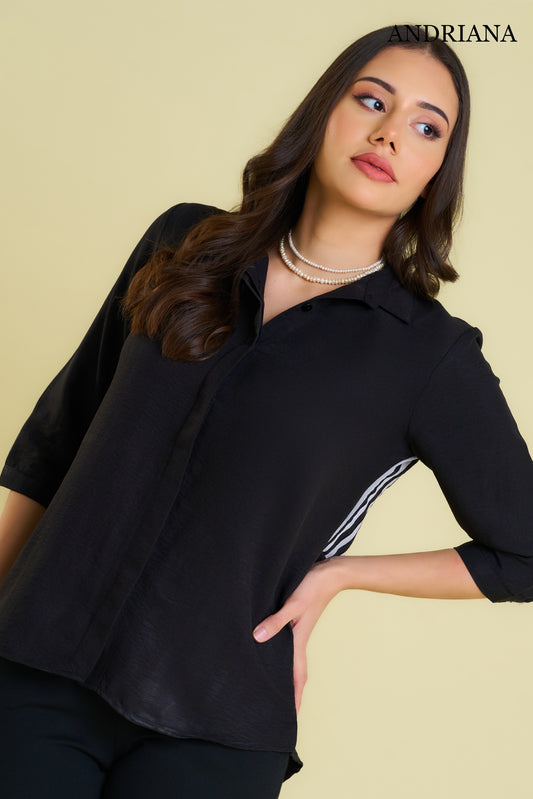 ANDRIANA Women's Back-Stripe Formal Blouse
