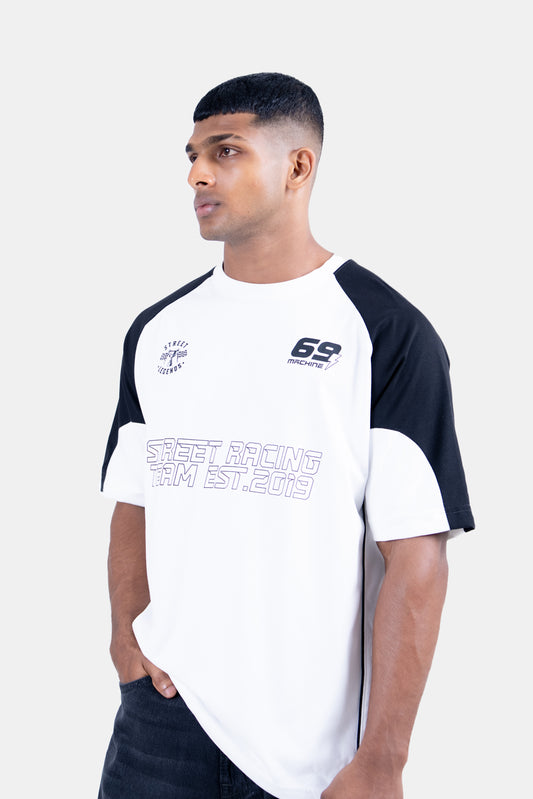 Hustle Men's Crew Neck T-Shirt - White & Black