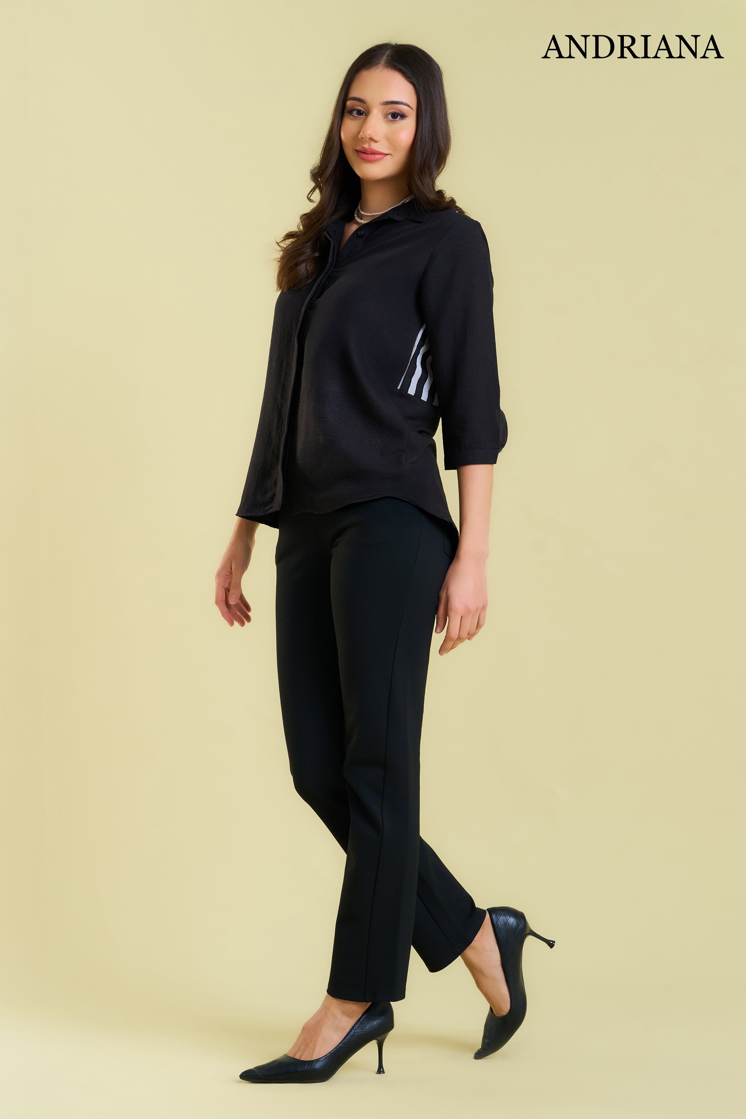 ANDRIANA Women's Back-Stripe Formal Blouse