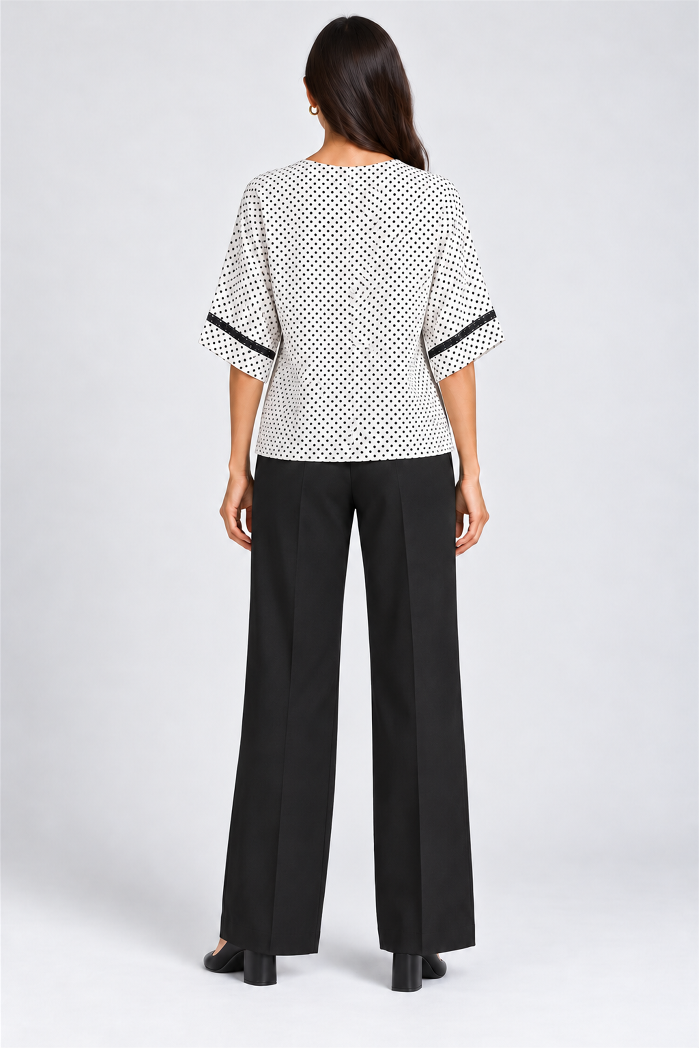 ENVOGUE Women's Formal Dots Printed Blouse - Cream