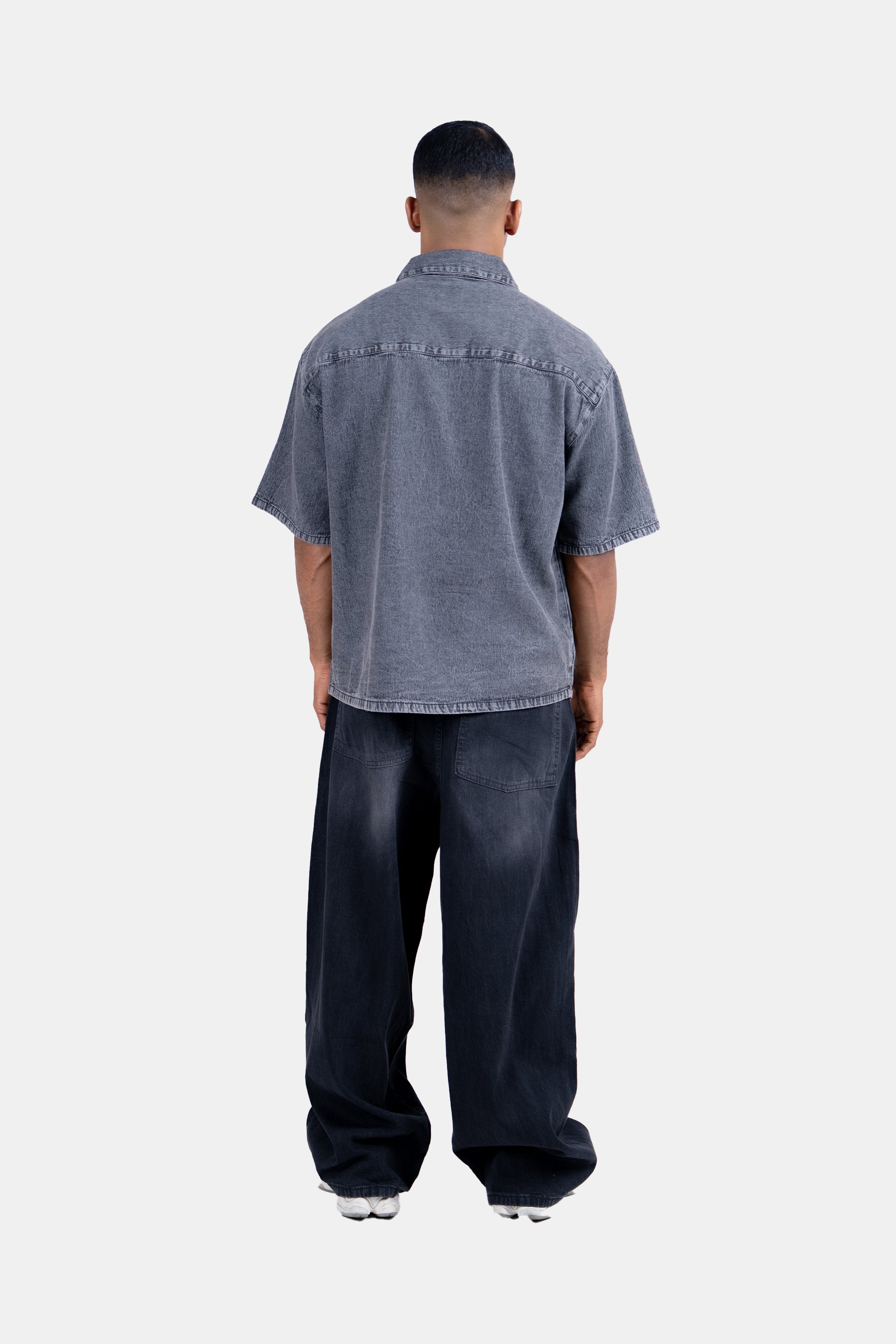 Hustle Men's Denim Shirt - Blue & Gray