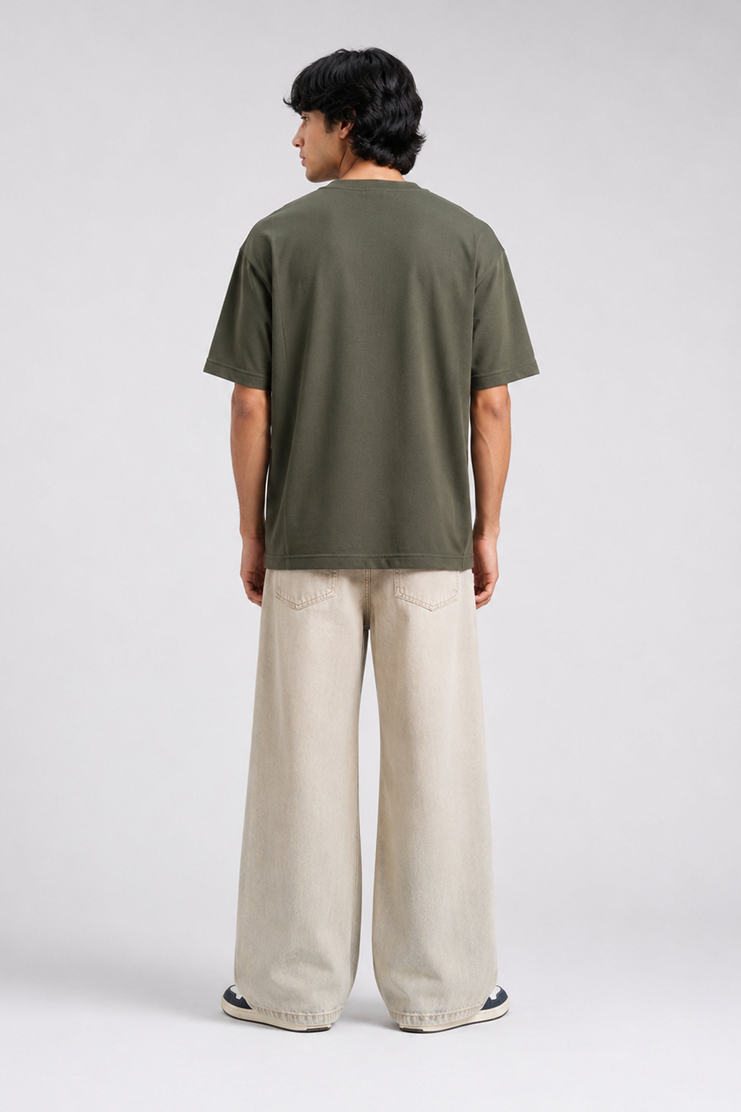 HUSTLE Essentials Men's Crew Neck Oversized Tees - Dark Green