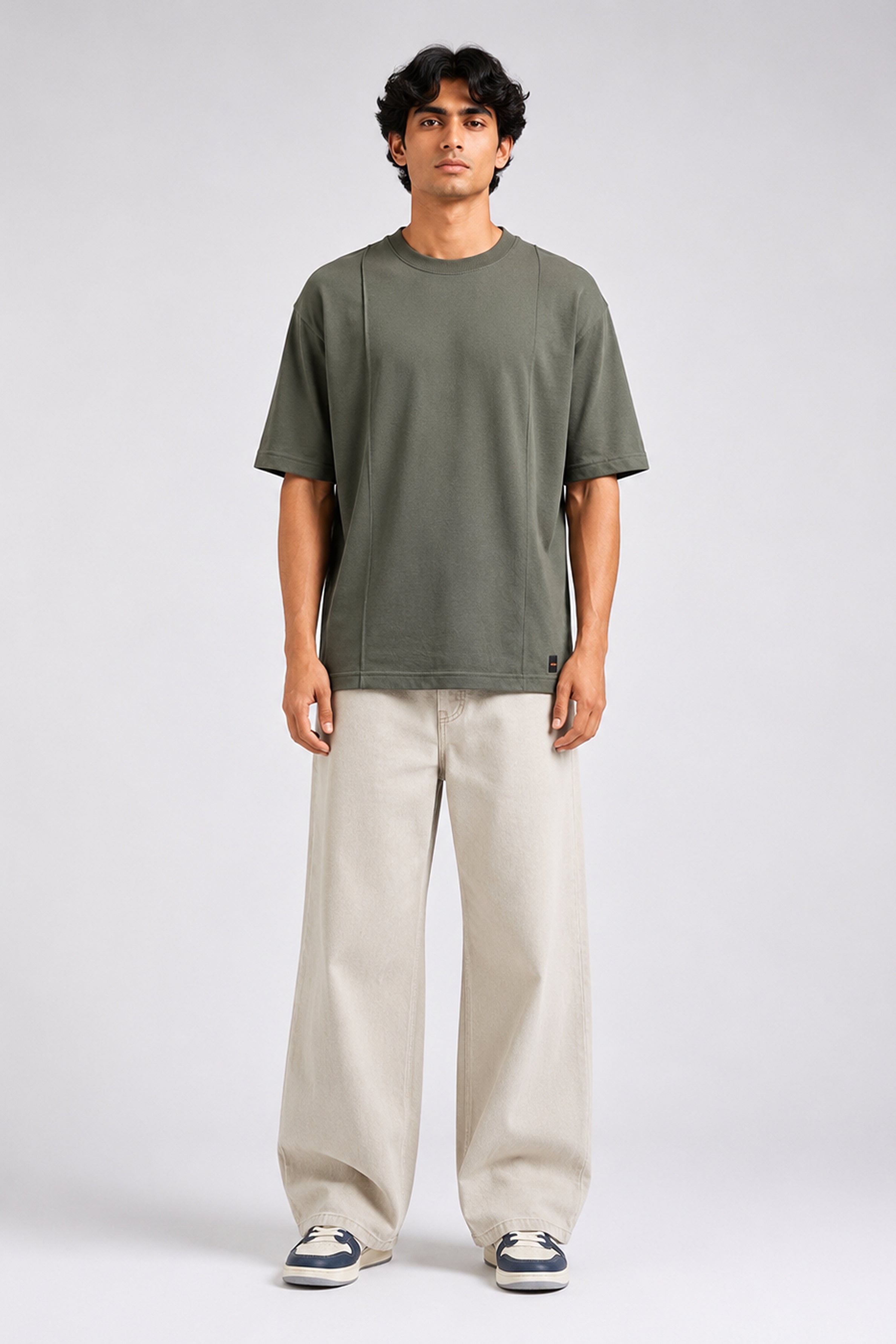 HUSTLE Essentials Men's Crew Neck Oversized Tees - Dark Green