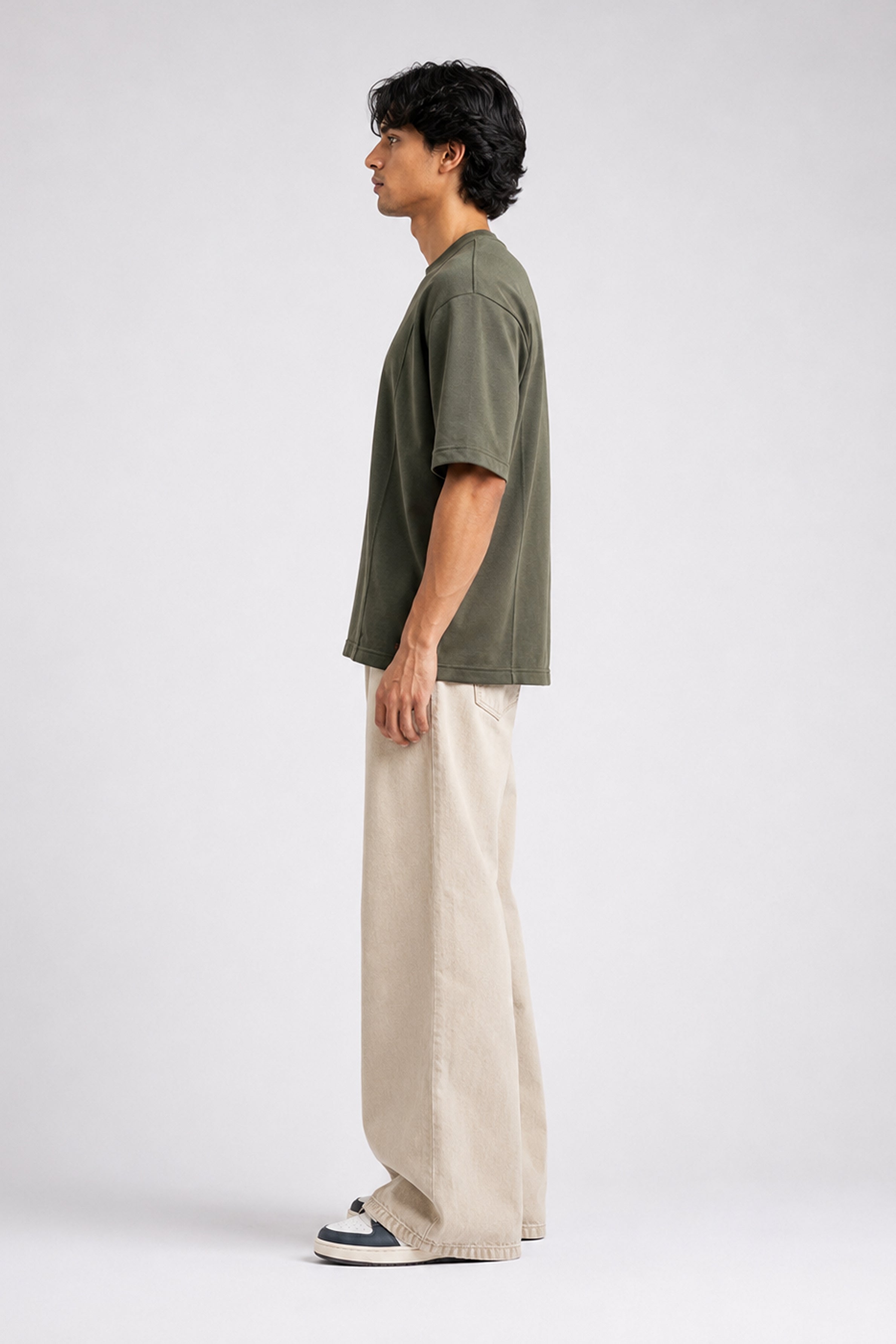 HUSTLE Essentials Men's Crew Neck Oversized Tees - Dark Green