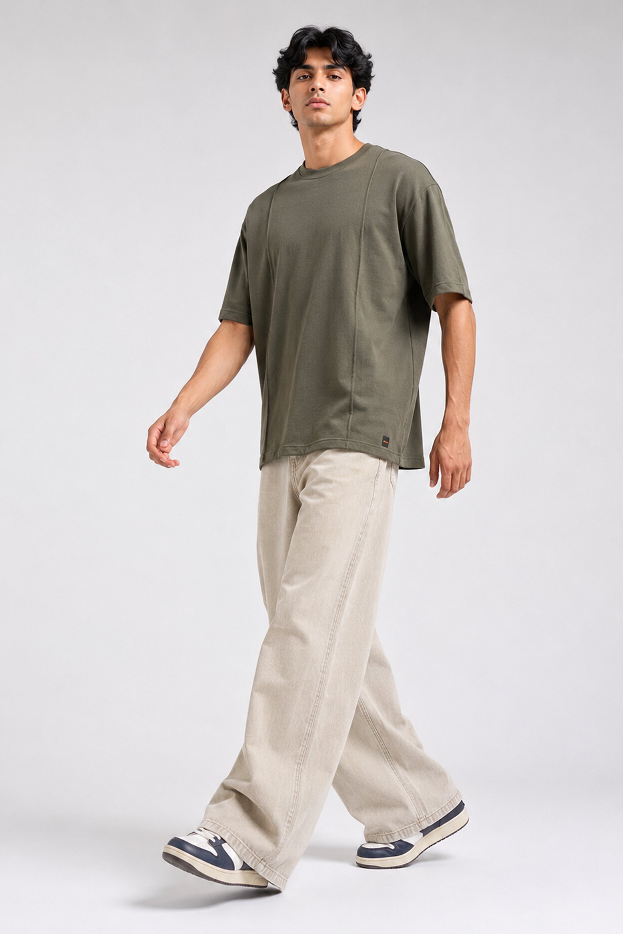 HUSTLE Essentials Men's Crew Neck Oversized Tees - Dark Green