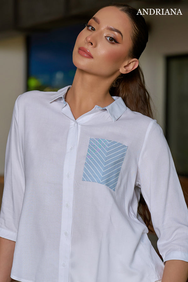 Andriana Women's Three Quarter Sleeve Office Blouse