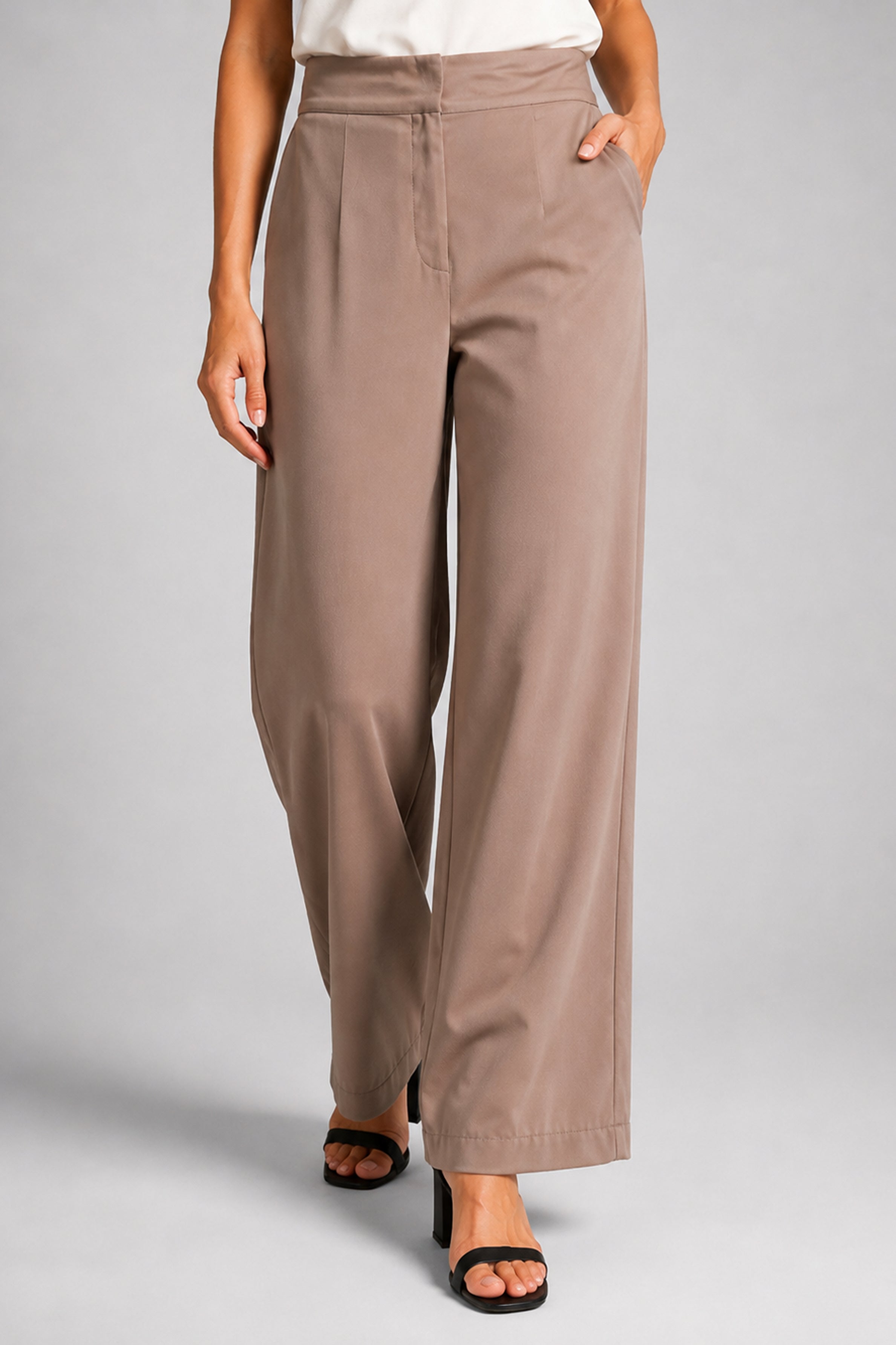 Envogue Forma Wide Leg Pant - Beige