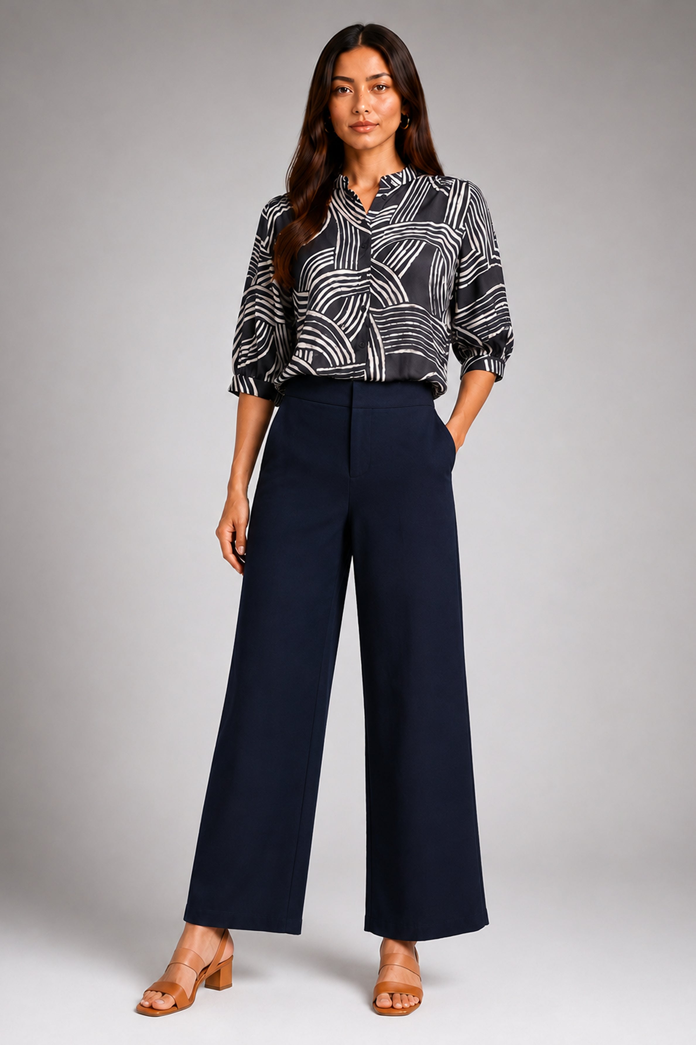 Envogue Forma Wide Leg Pant - Navy