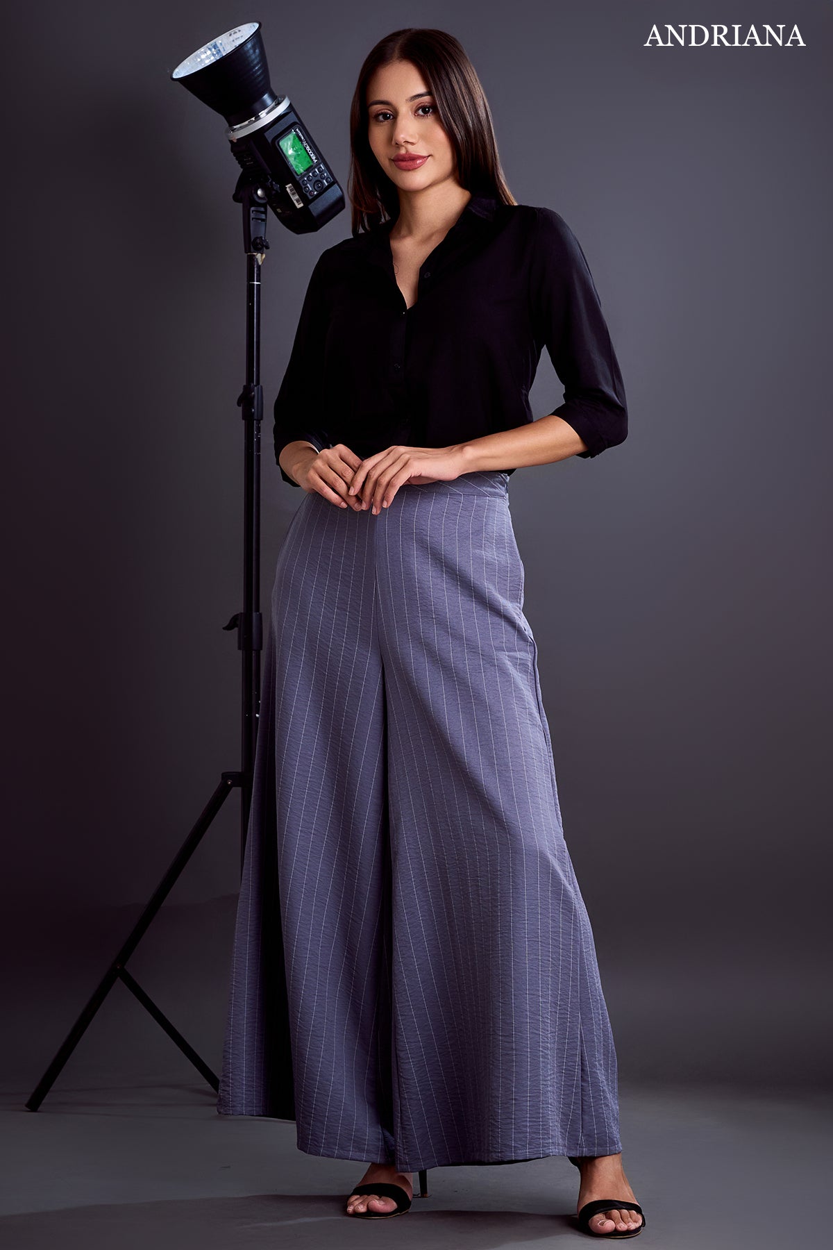 ANDRIANA Women's Striped Formal Trousers