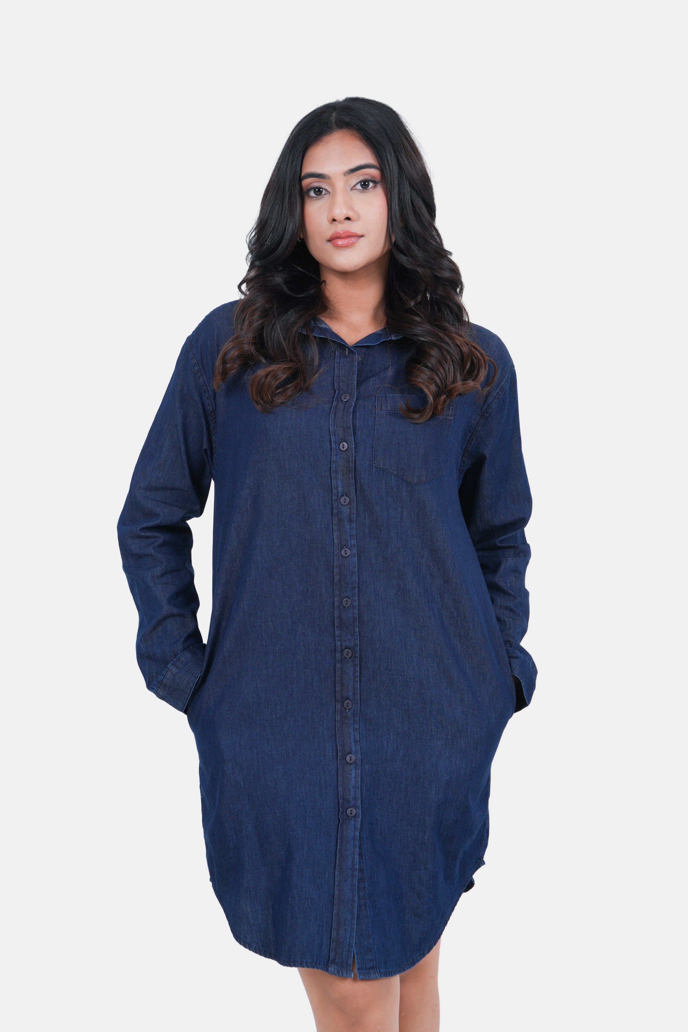 Modano Women's Denim Shirt Dress - Casual Wear
