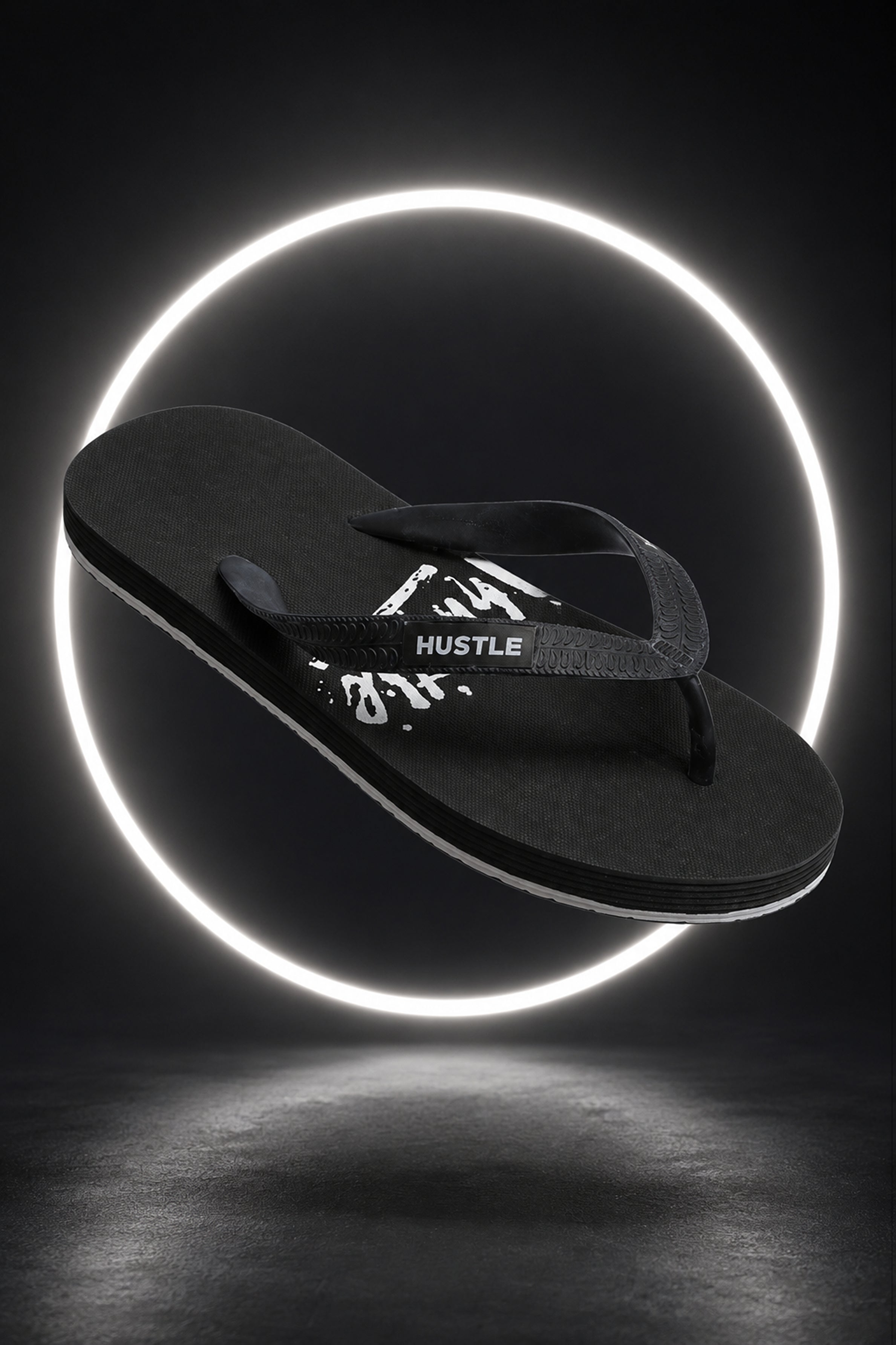 HUSTLE Men's Black Flip Flops