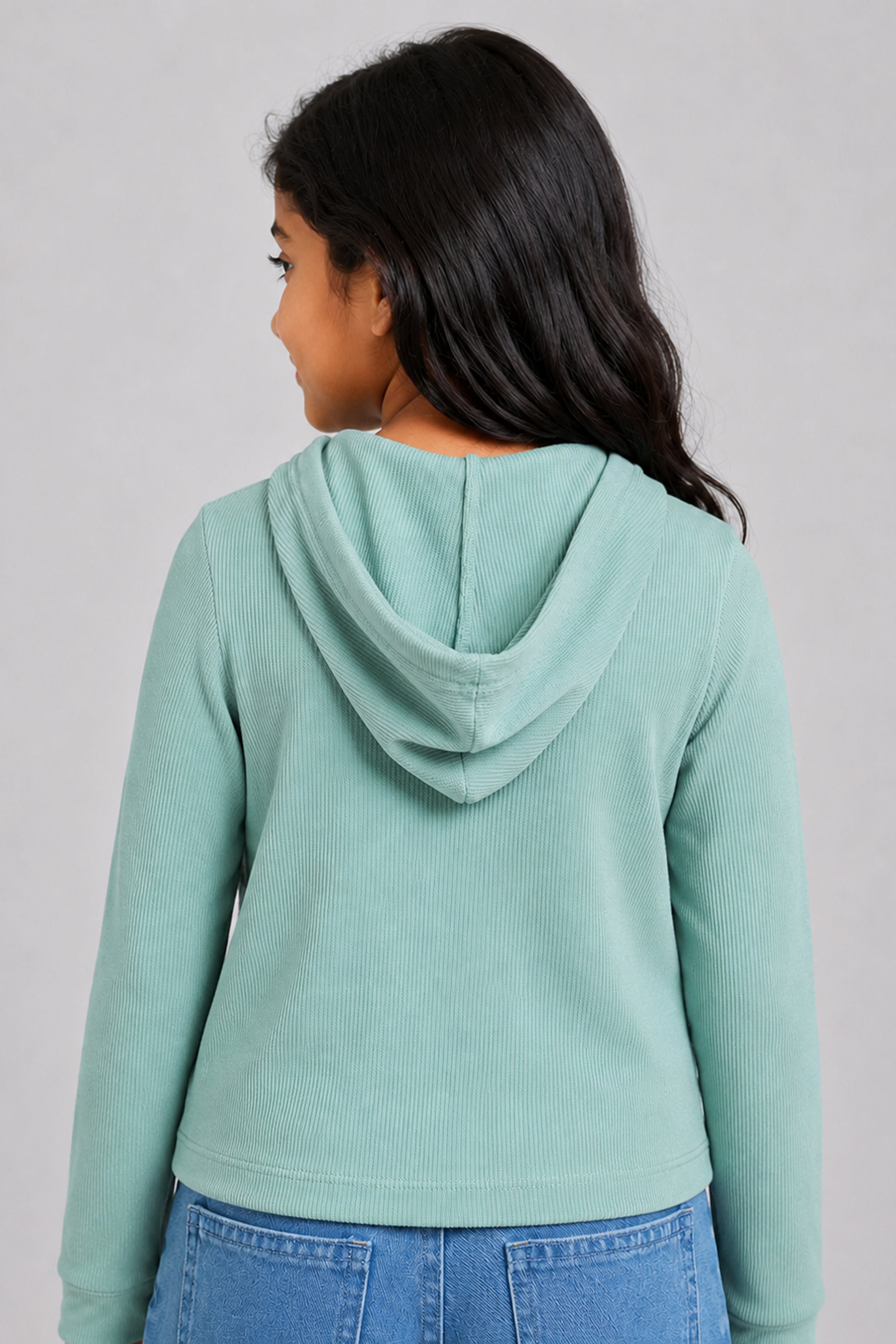 LITTLE MODANO Kids' Green Hooded Tee