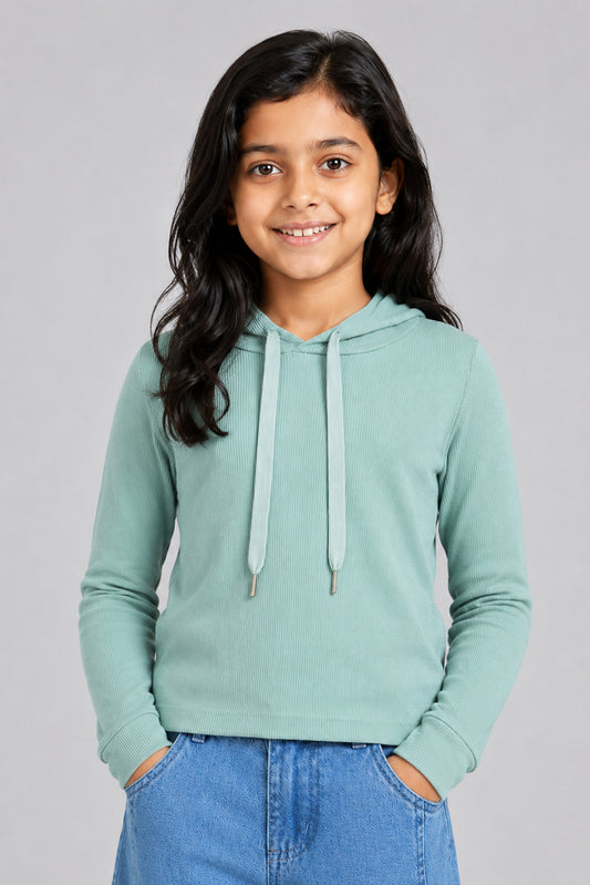 LITTLE MODANO Kids' Green Hooded Tee