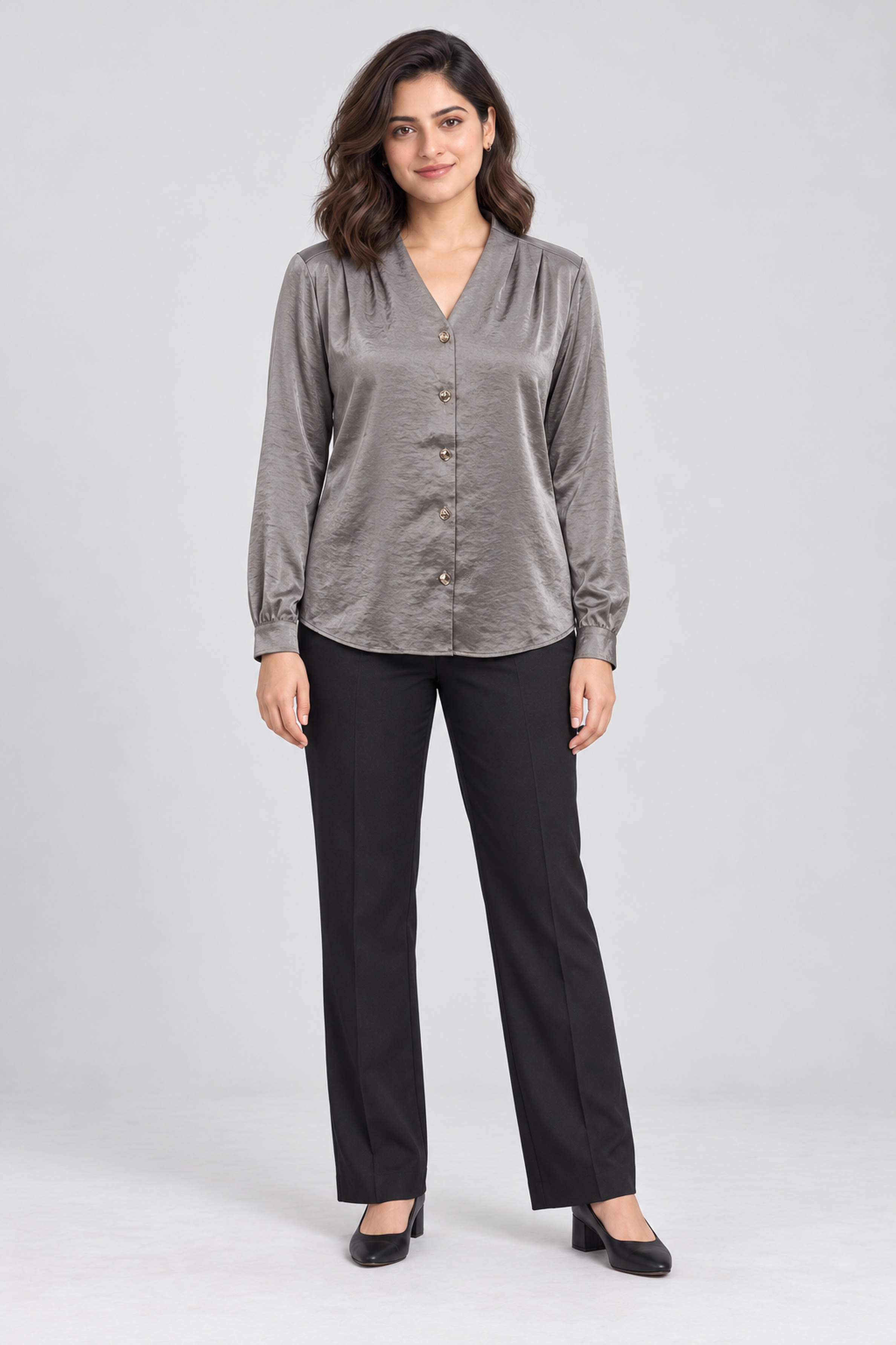 FOREVER 21 Women's Formal Regular Blouse - Gray