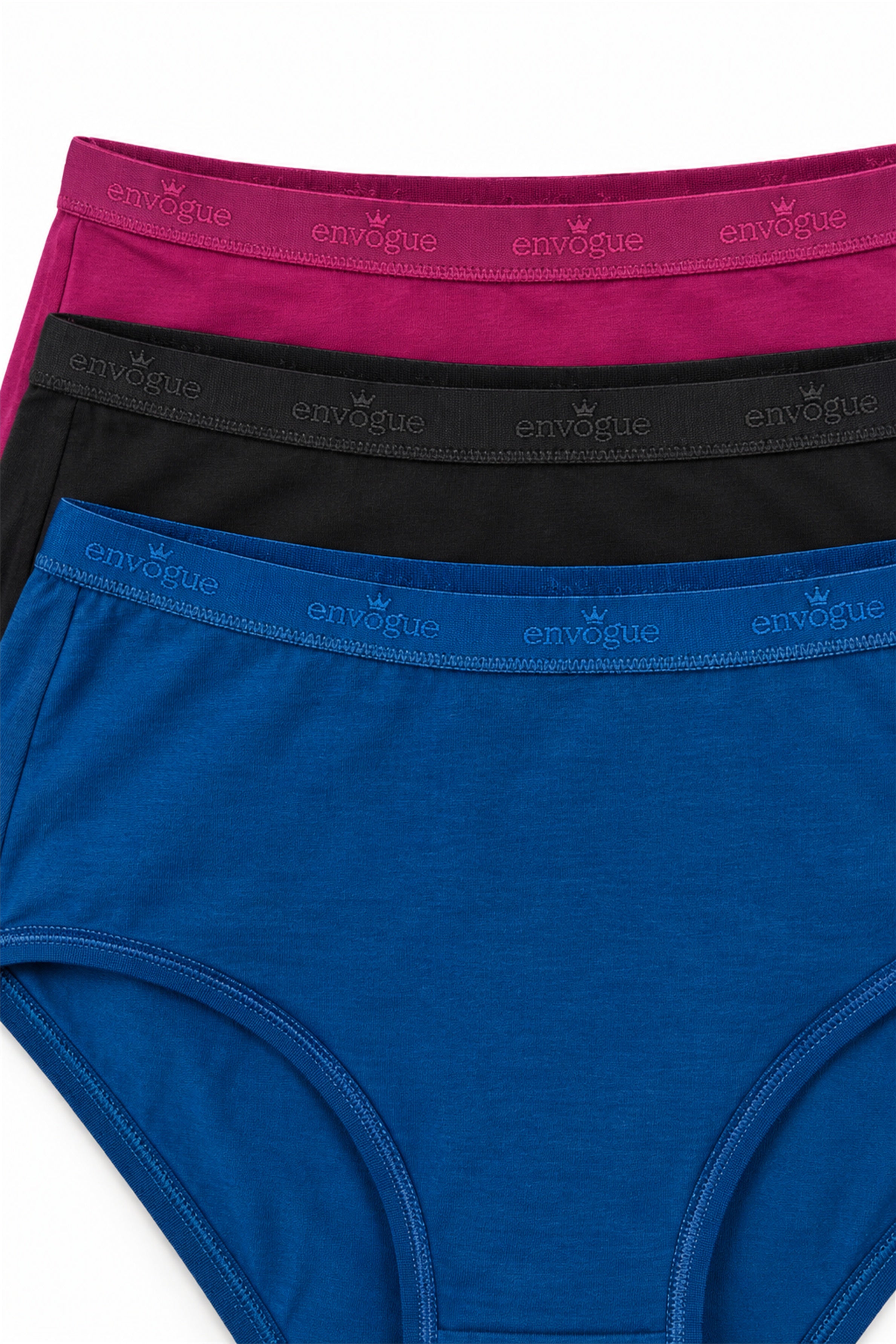 ENVOGUE Women's Full Brief 3pcs Panty Pack - Assorted