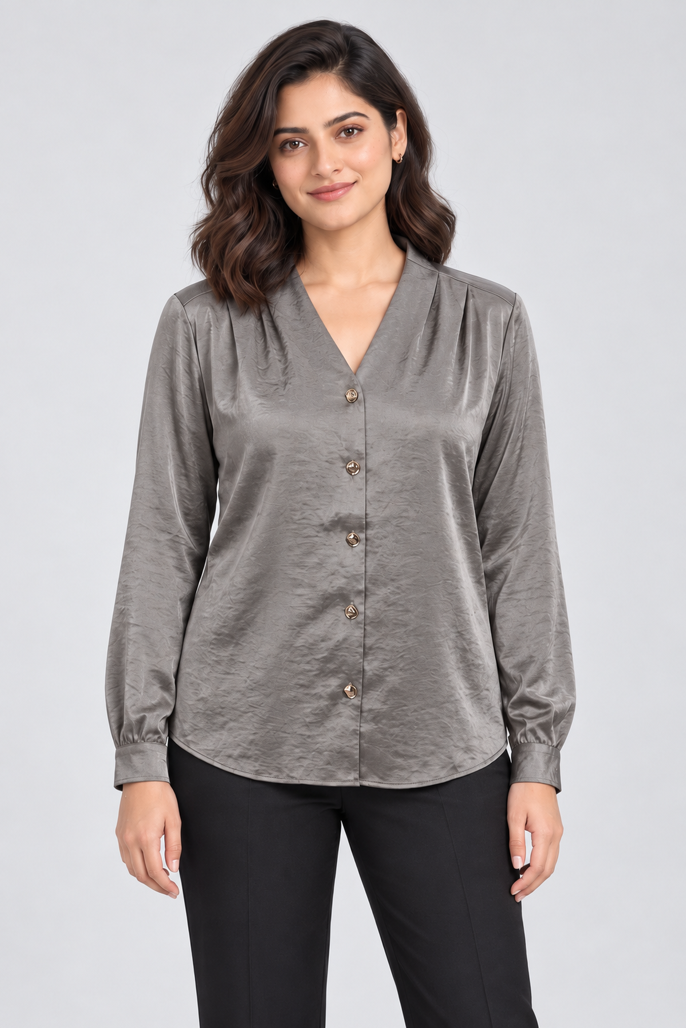 FOREVER 21 Women's Formal Regular Blouse - Gray