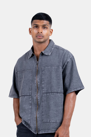 Hustle Men's Denim Shirt - Everyday Casual