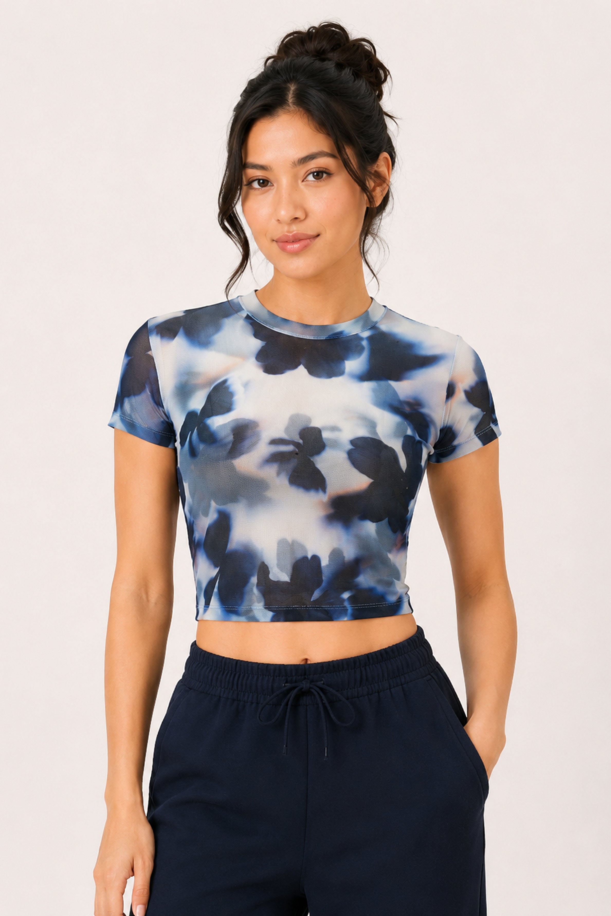 MODANO Casual Crew Neck Top - Blue