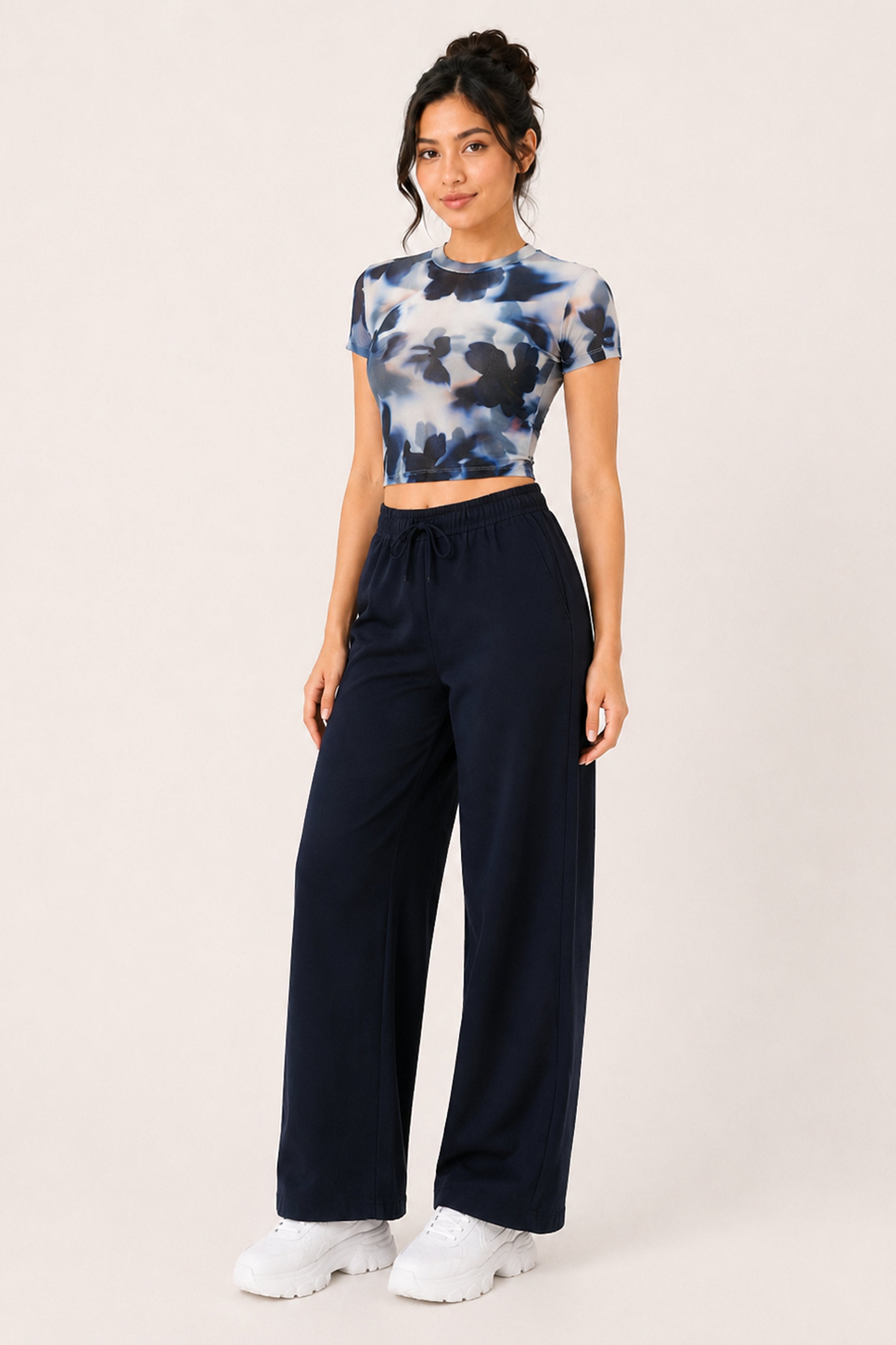 MODANO Casual Crew Neck Top - Blue