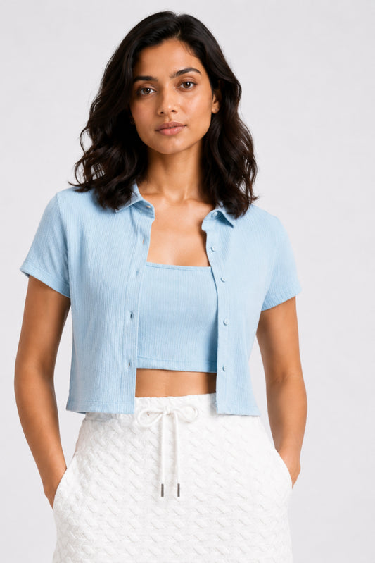 MODANO Casual 2 Piece Tees Set - Blue