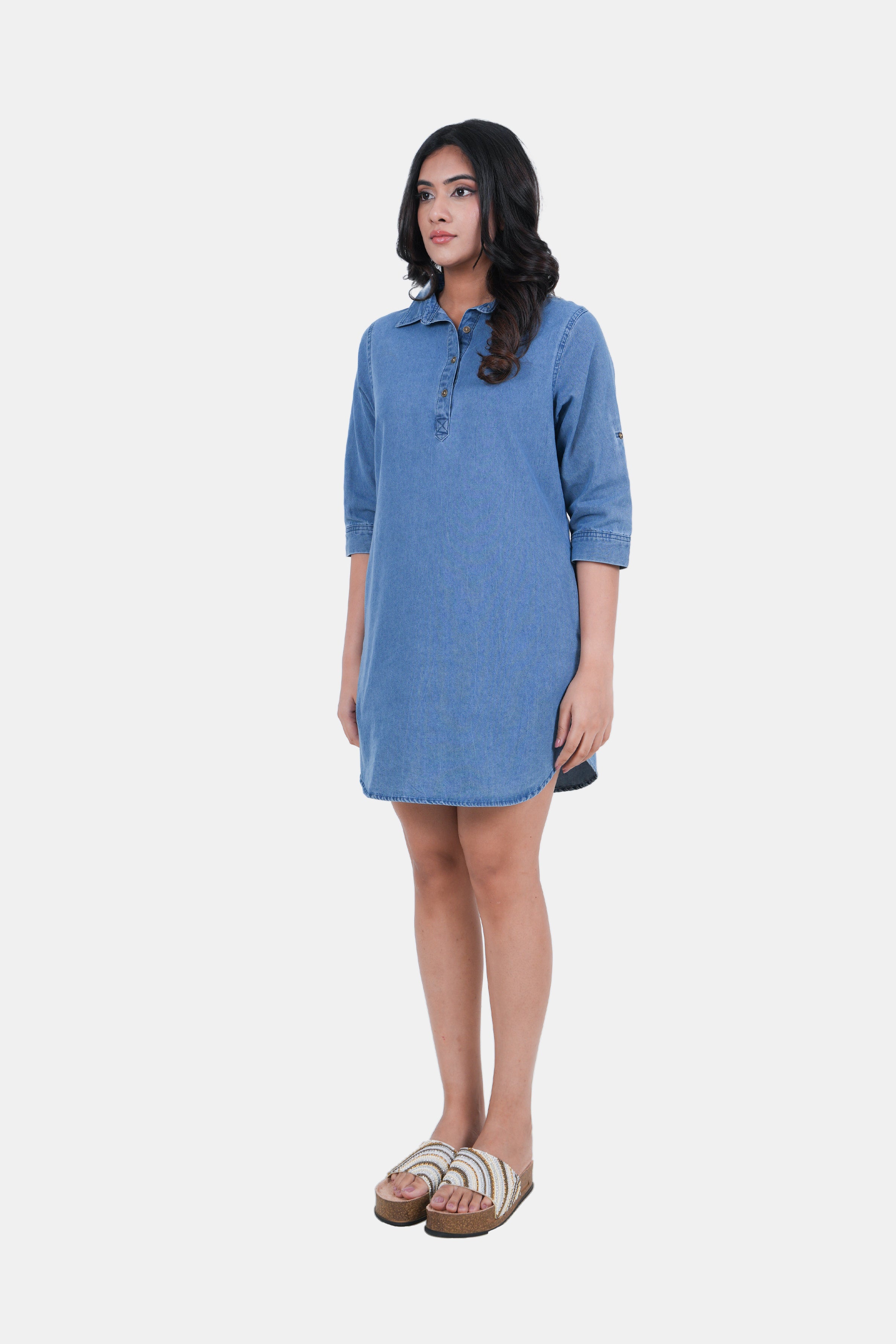 Modano Women's Denim Short Dress - Casual Wear