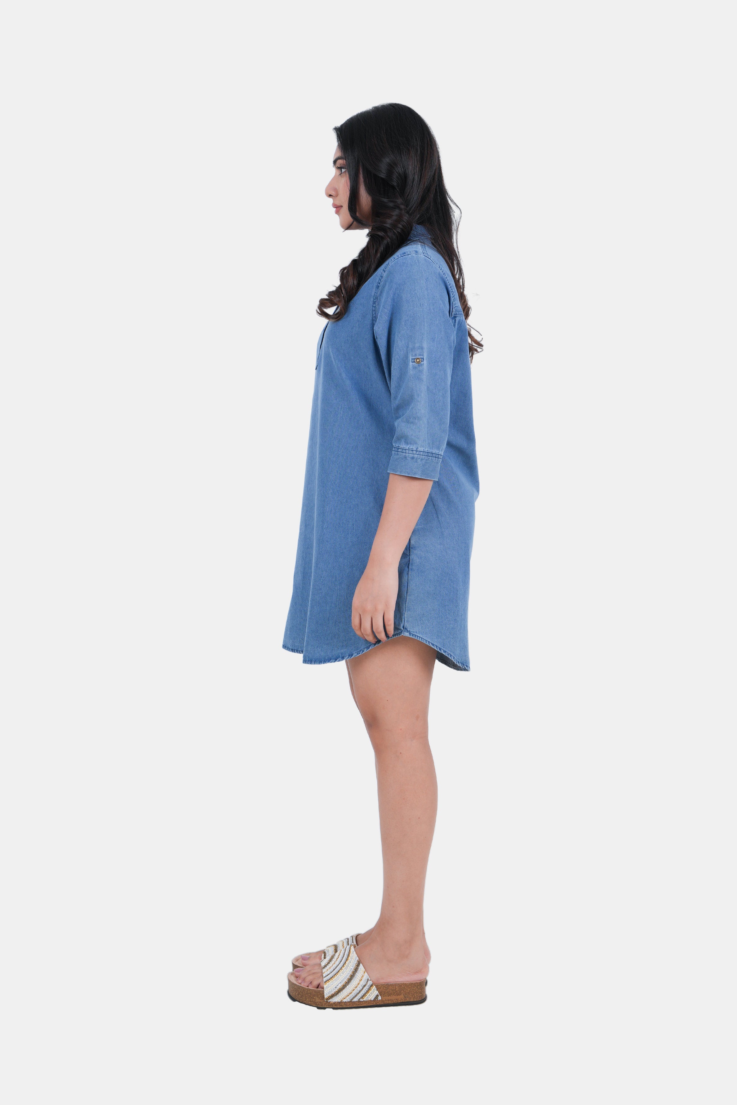 Modano Women's Denim Short Dress - Casual Wear
