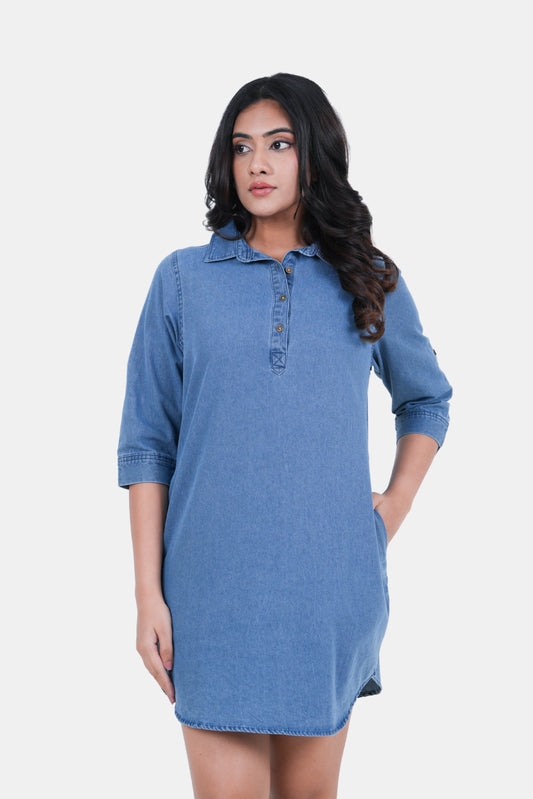 Modano Women's Denim Short Dress - Casual Wear
