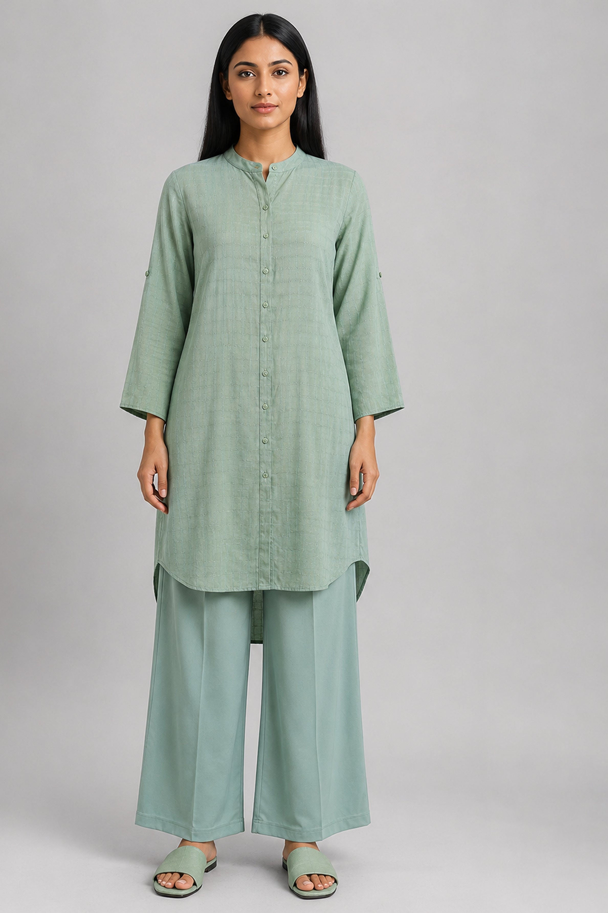 HADA Women's Casual Printed Kurta - Green