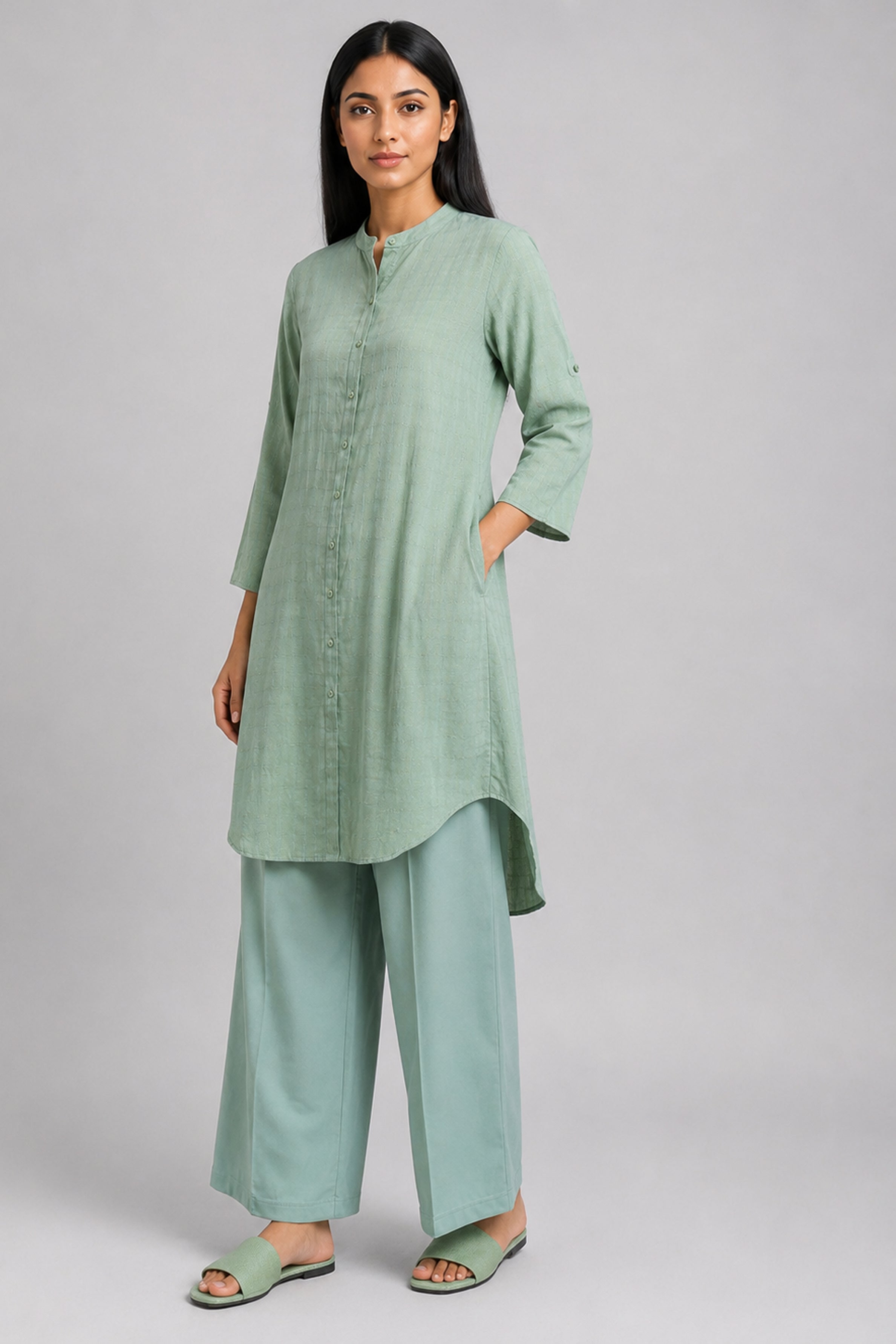 HADA Women's Casual Printed Kurta - Green