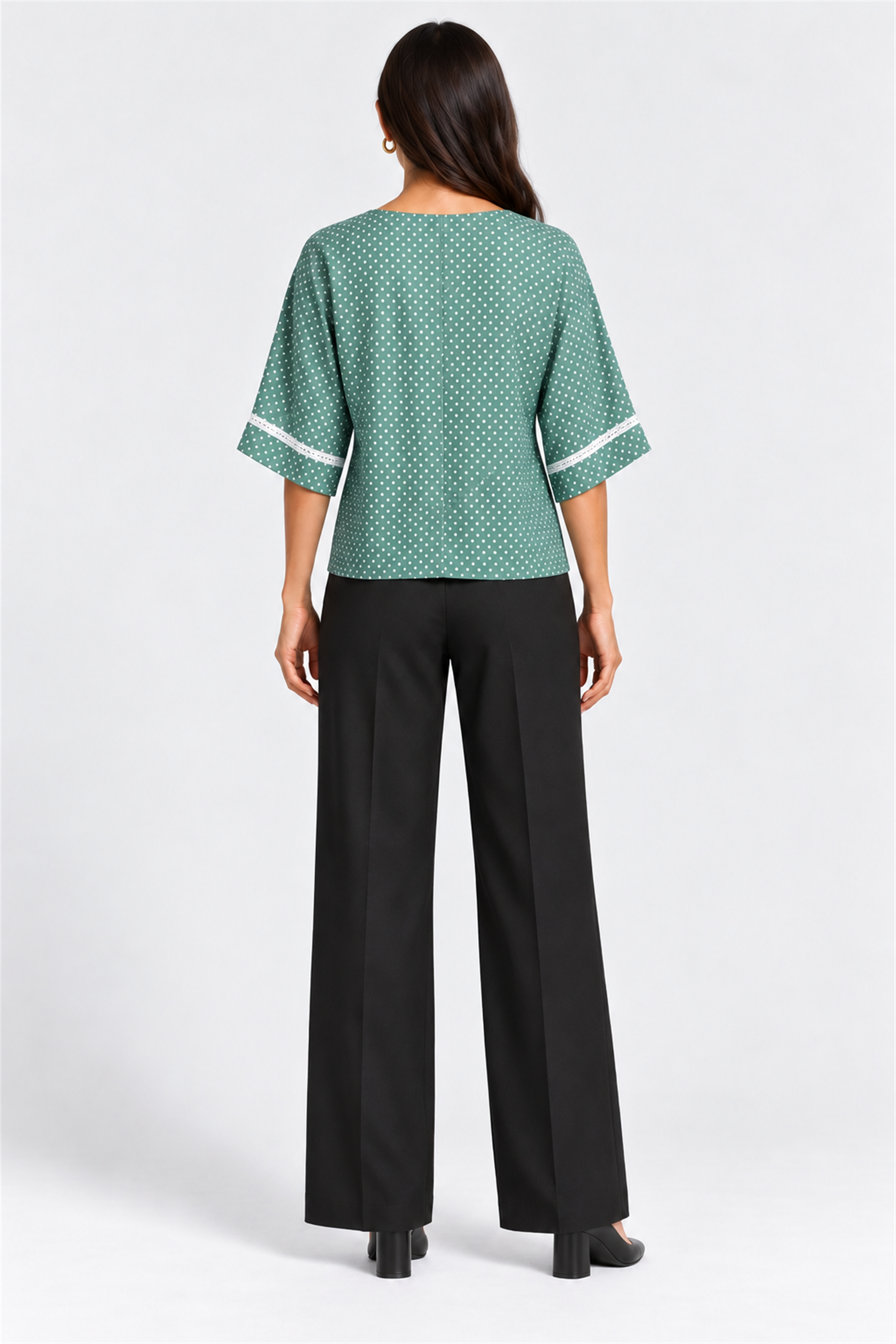 ENVOGUE Women's Formal Dots Printed Blouse - Mint Green
