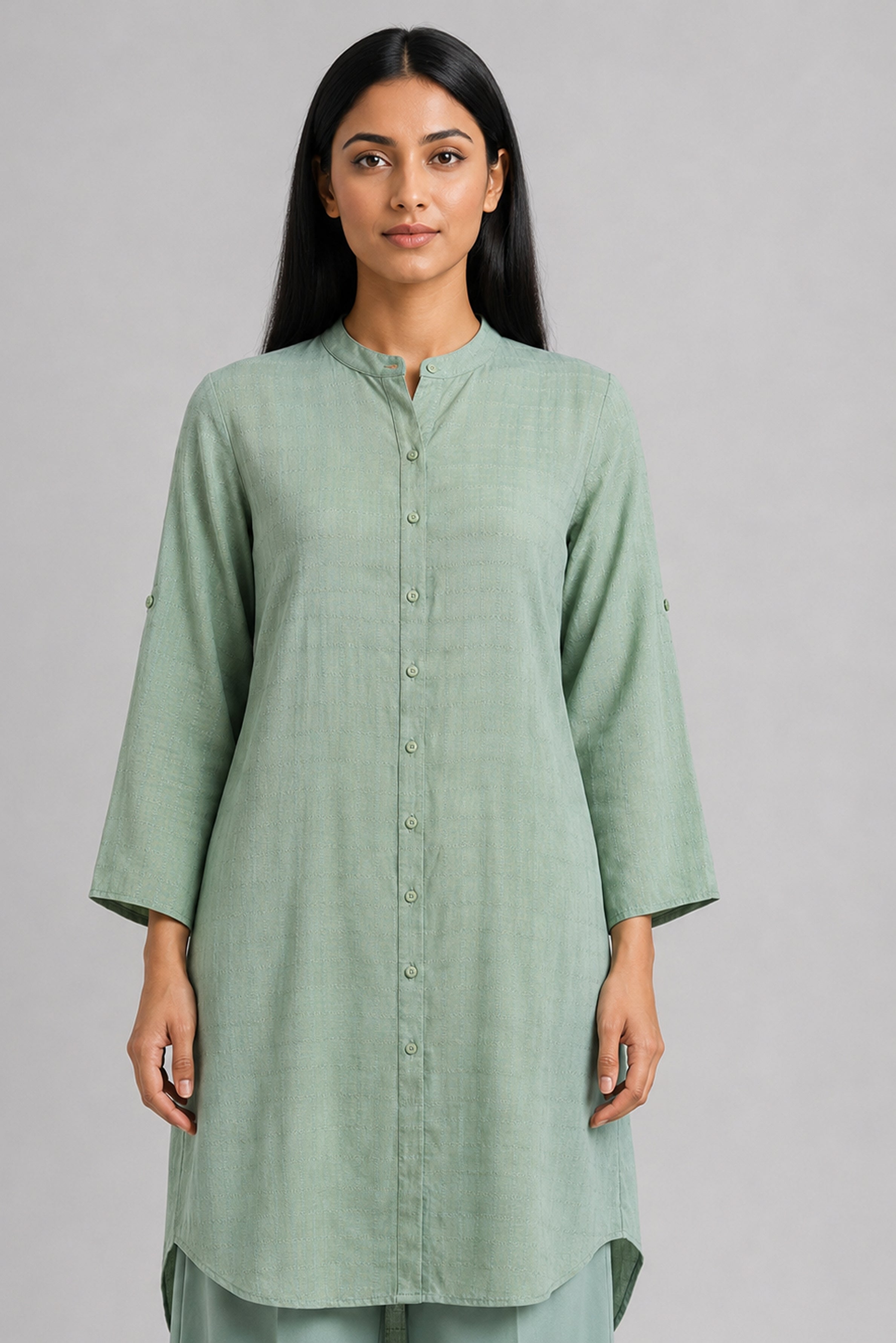 HADA Women's Casual Printed Kurta - Green