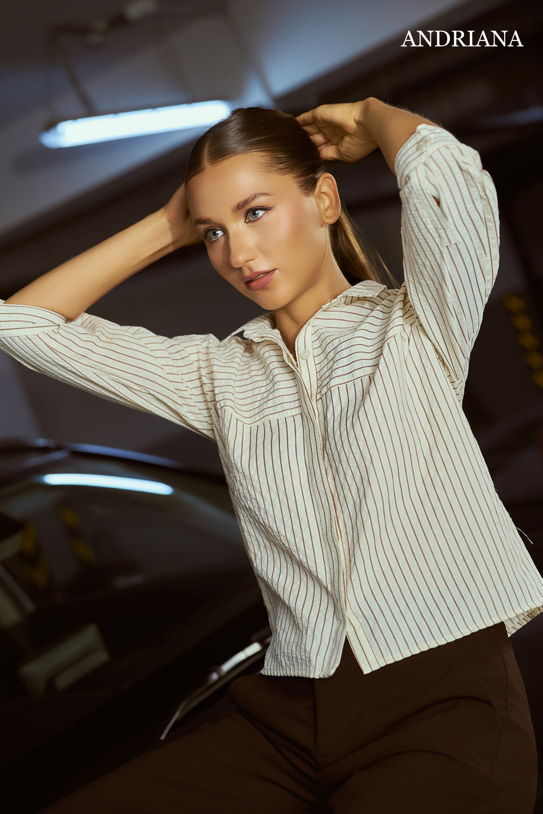 Andriana Women's Striped Blouse - Formal Wear