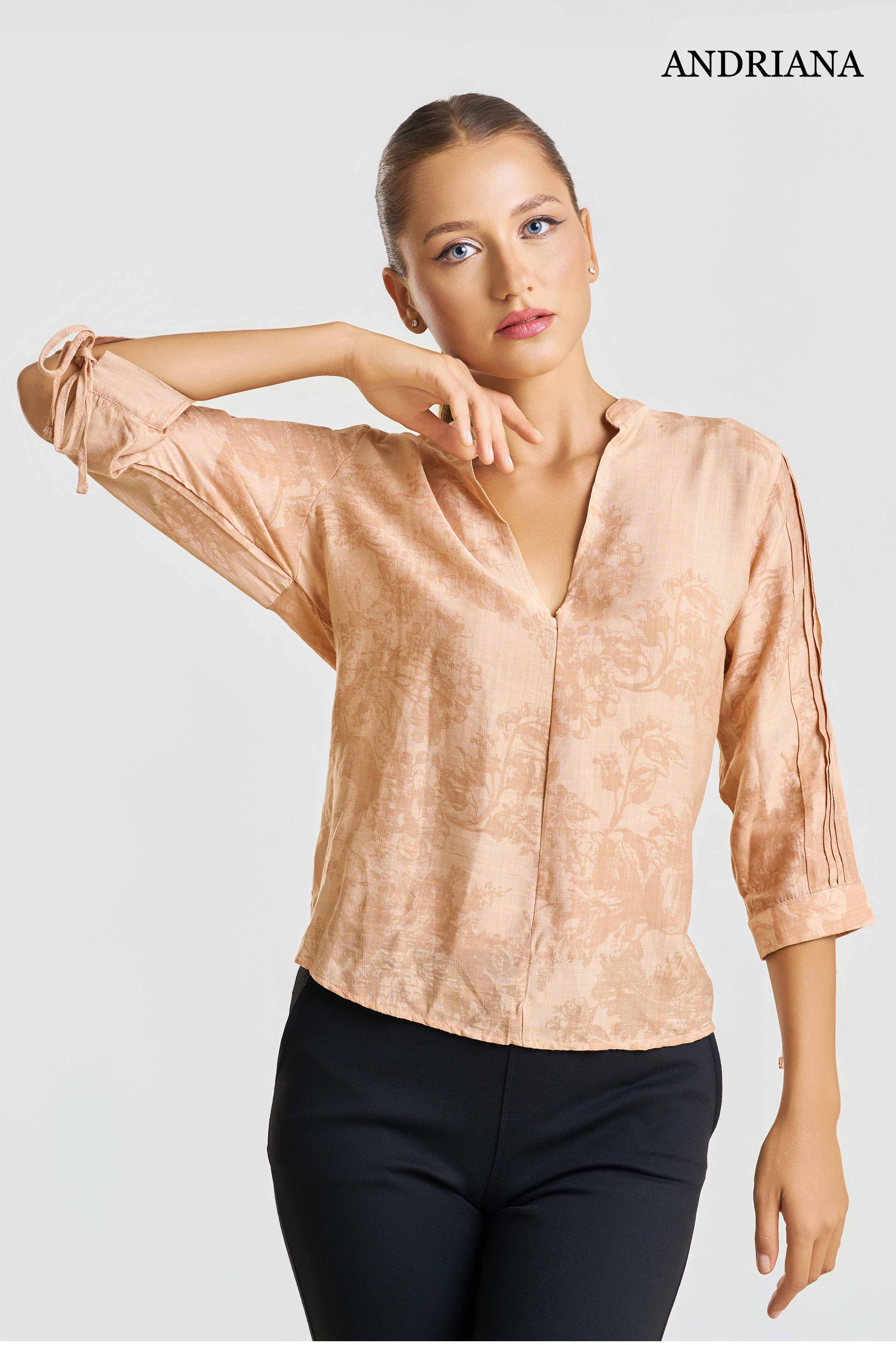 ANDRIANA Women's Printed Formal Blouse