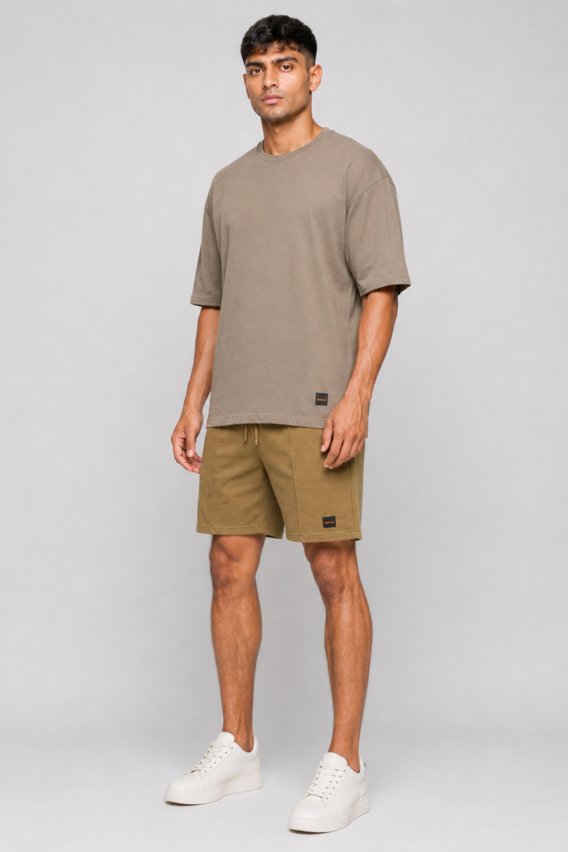 HUSTLE Men's Khaki Crew Neck T-Shirt