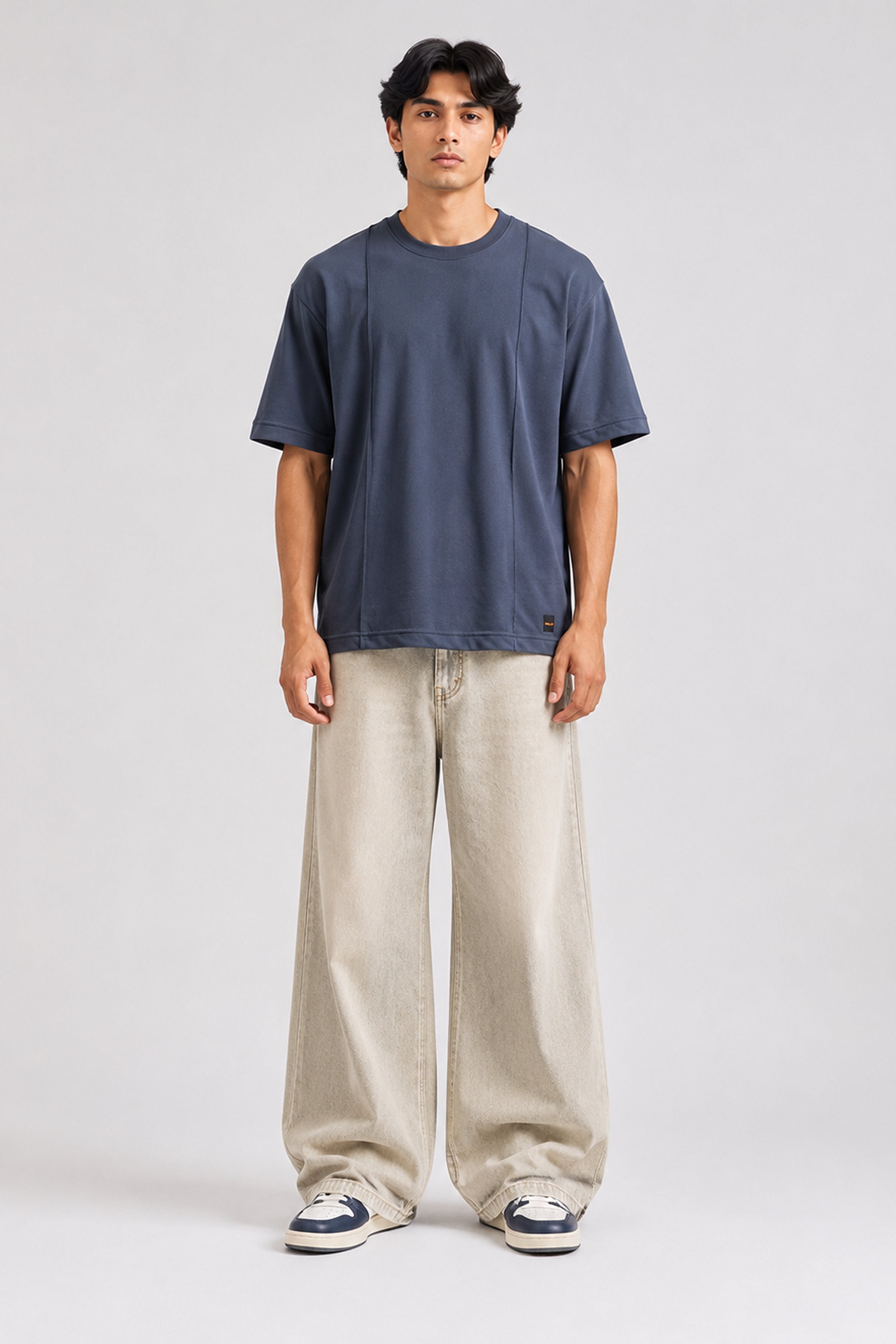 HUSTLE Essentials Men's Crew Neck Oversized Tees - Drak Grey