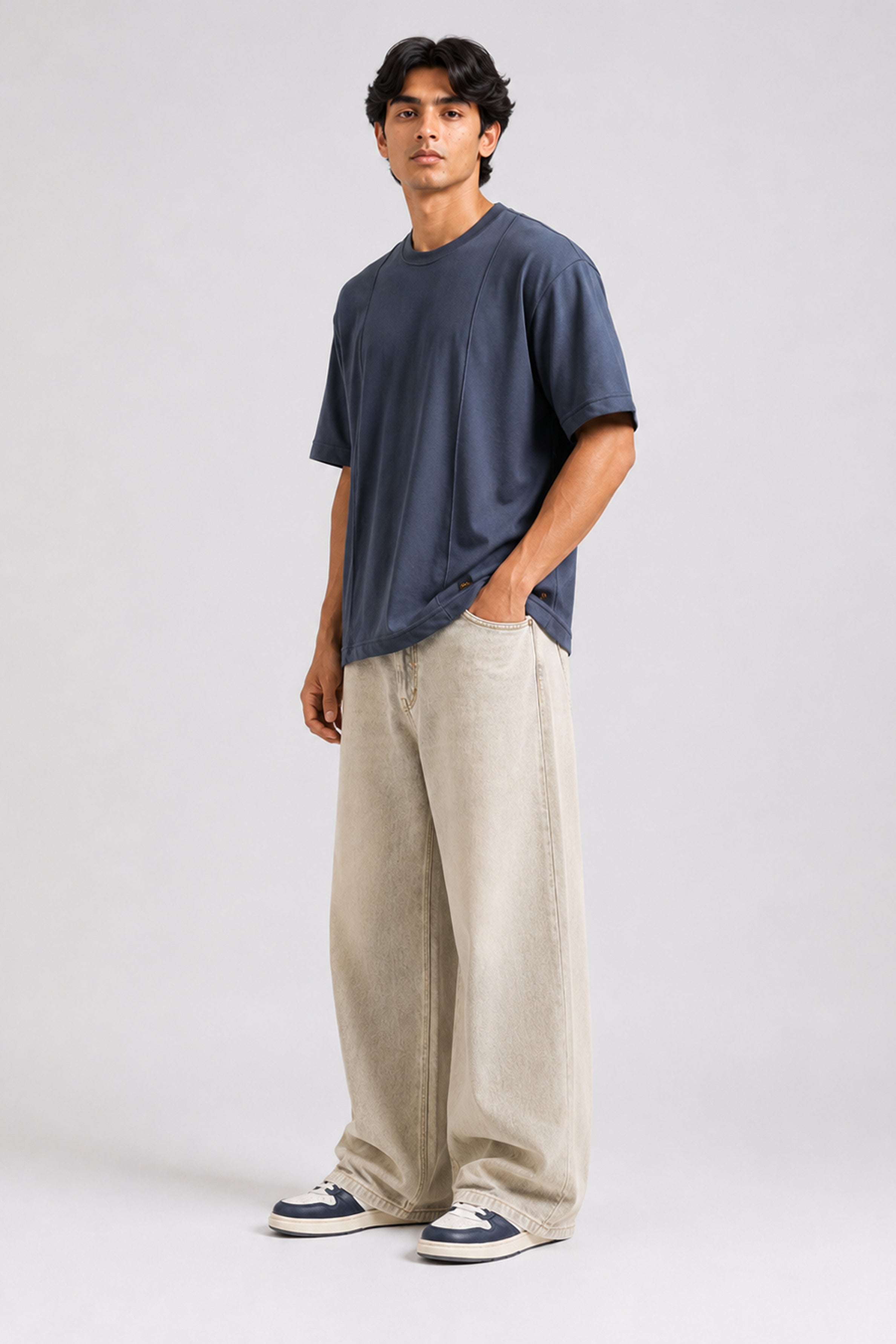 HUSTLE Essentials Men's Crew Neck Oversized Tees - Drak Grey