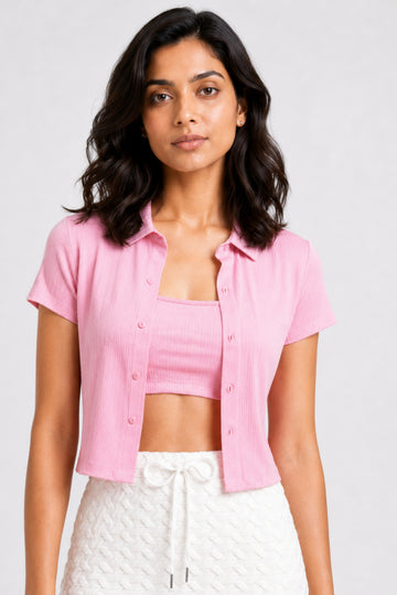 MODANO Casual 2 Piece Tees Set - Pink
